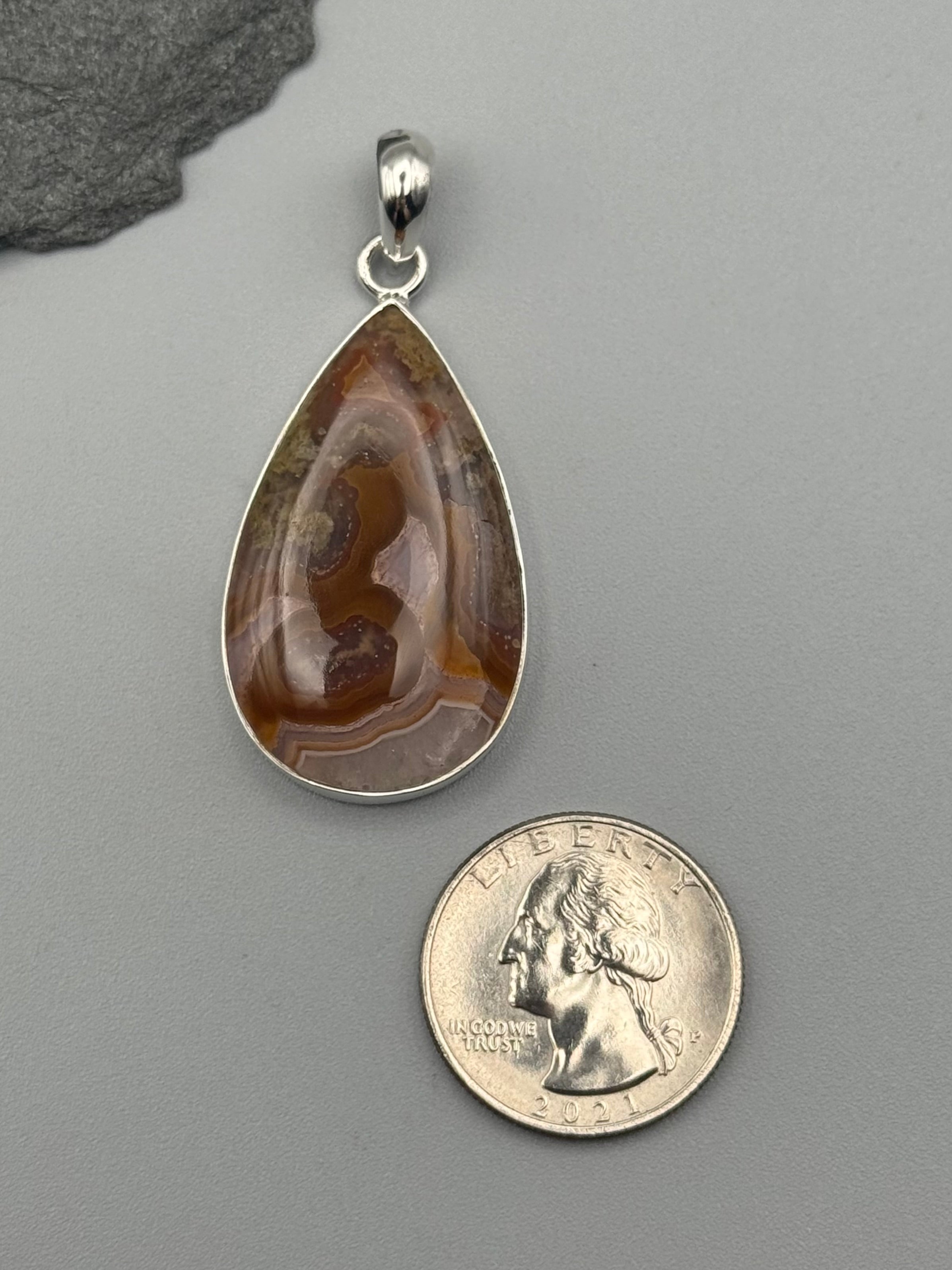 •AGUA NUEVA AGATE - TEAR• sterling silver pendant