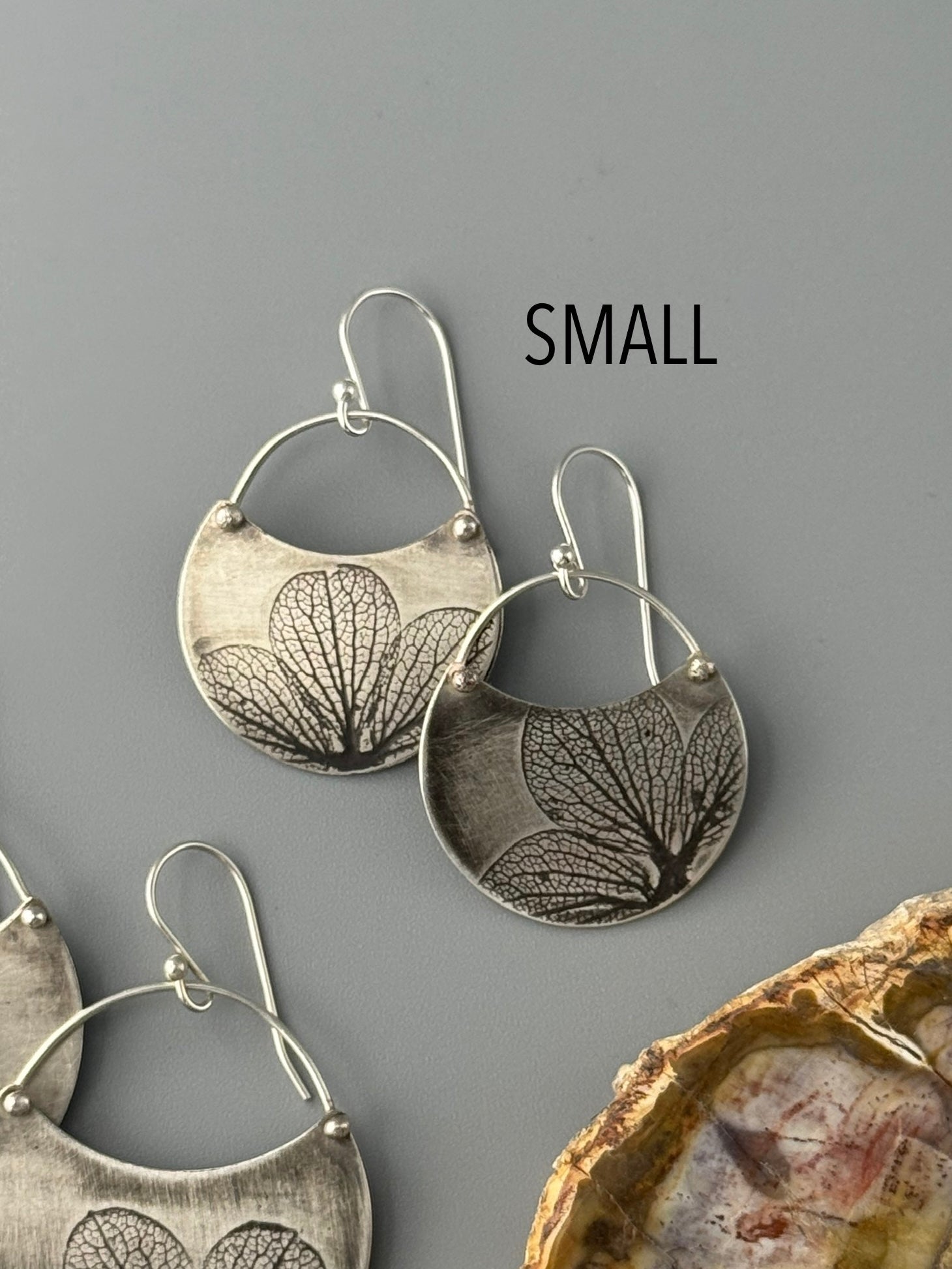 •HYDRANGEA CRESCENT• silver dangle earrings