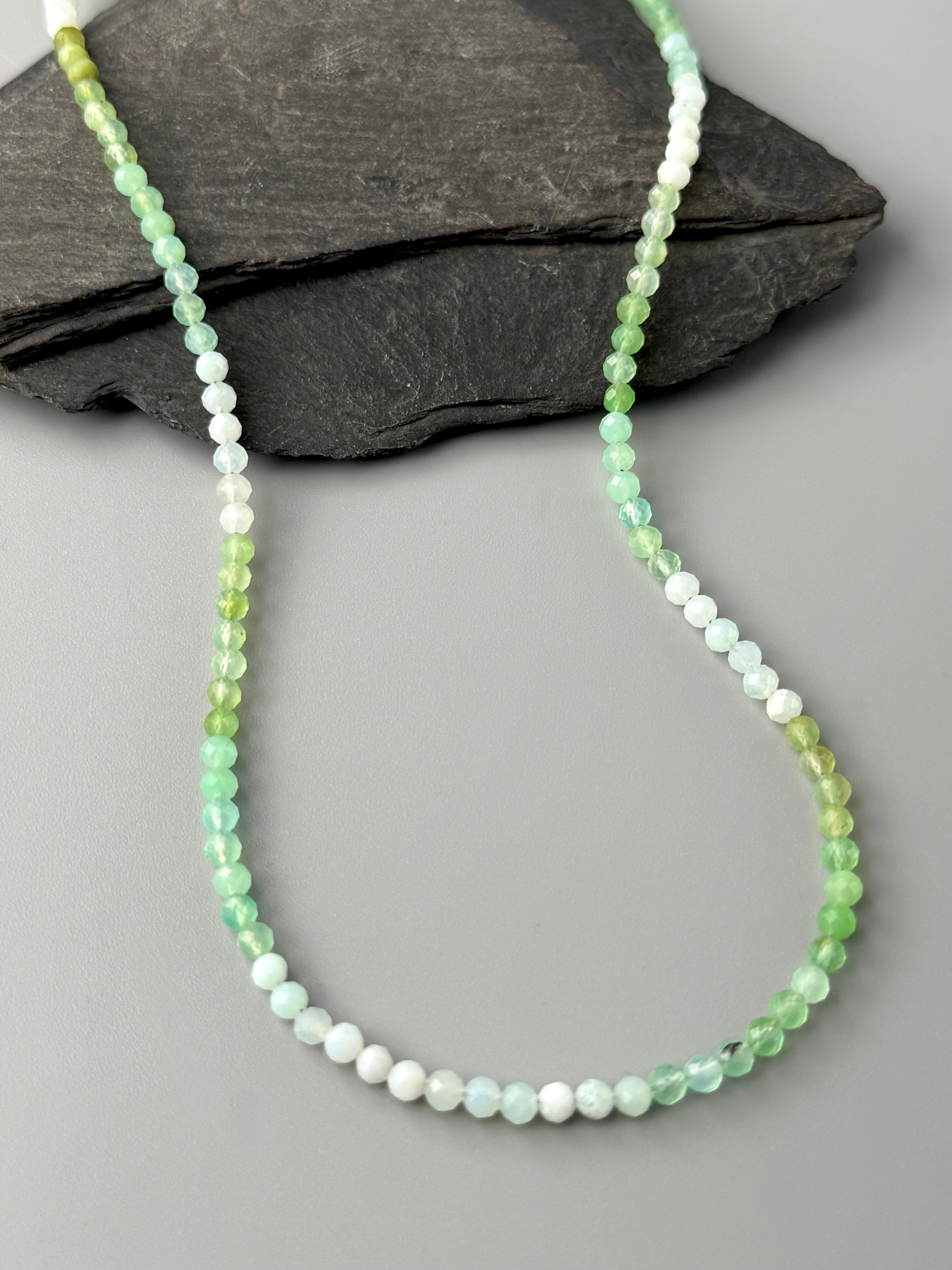•STRAND• australian chrysoprase + gold beaded necklace (16.5" long)