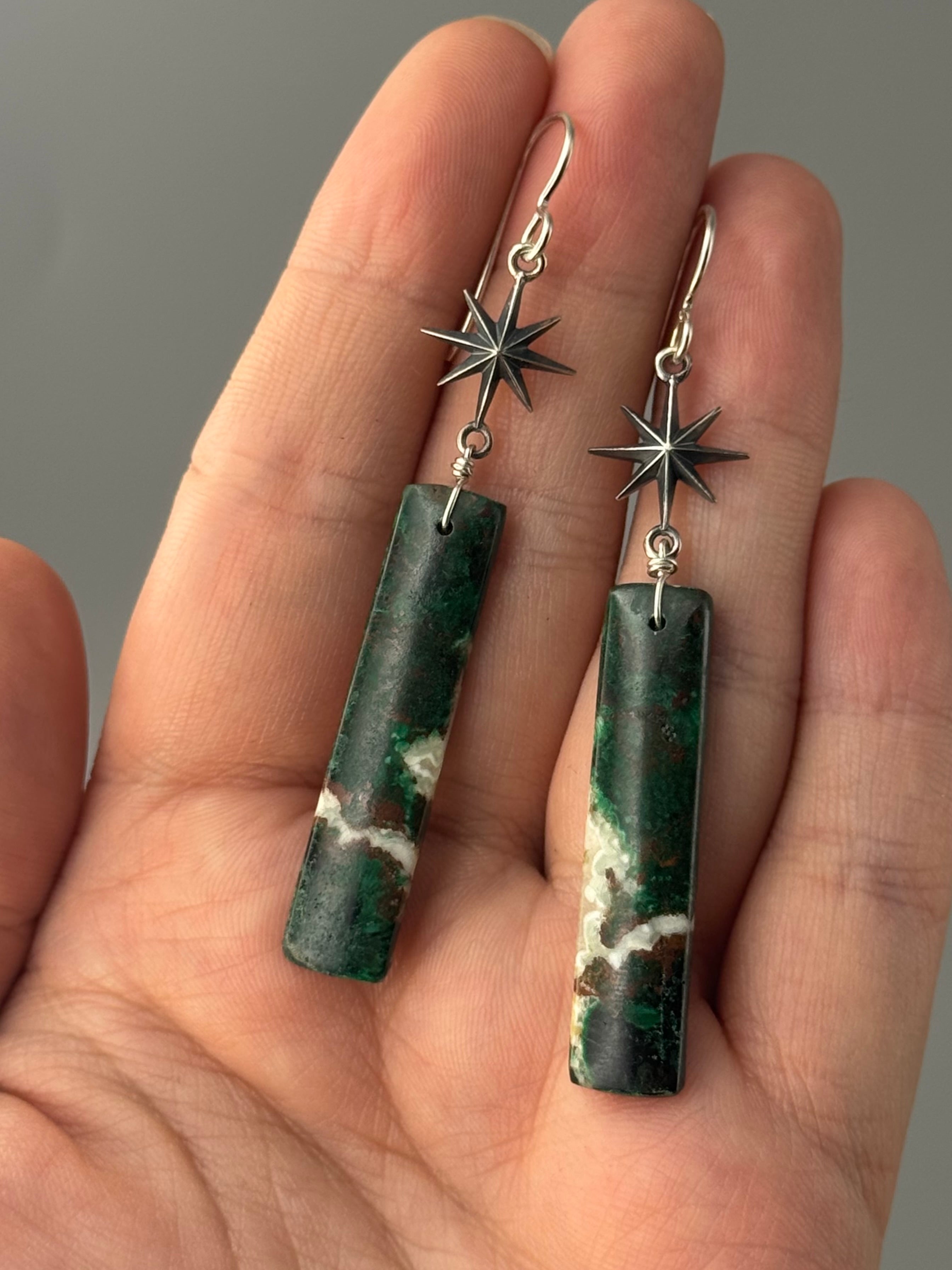 •STAR GAZE• congolese malachite + silver earrings
