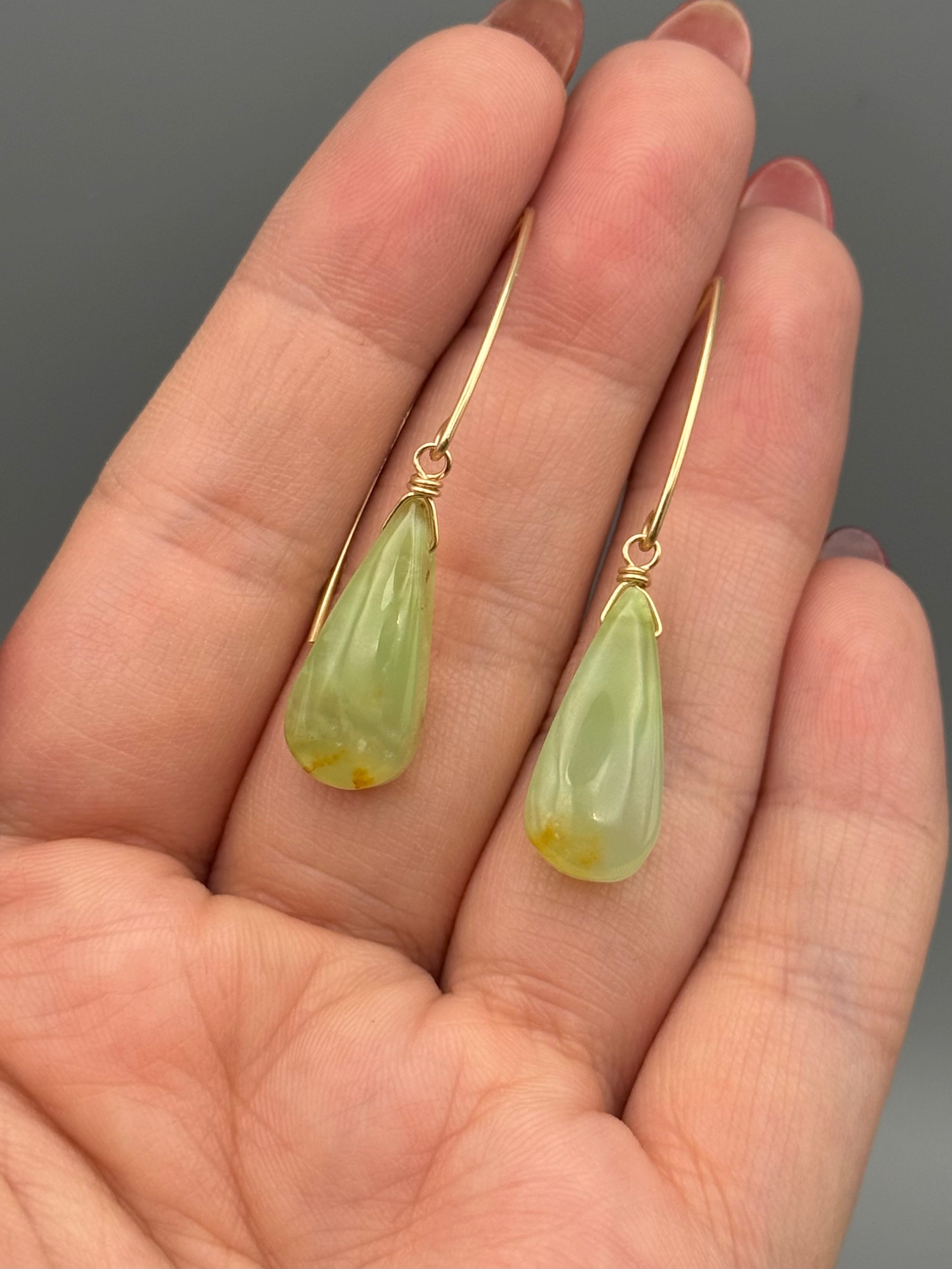 •STRAY• chrysoprase tear + gold earrings