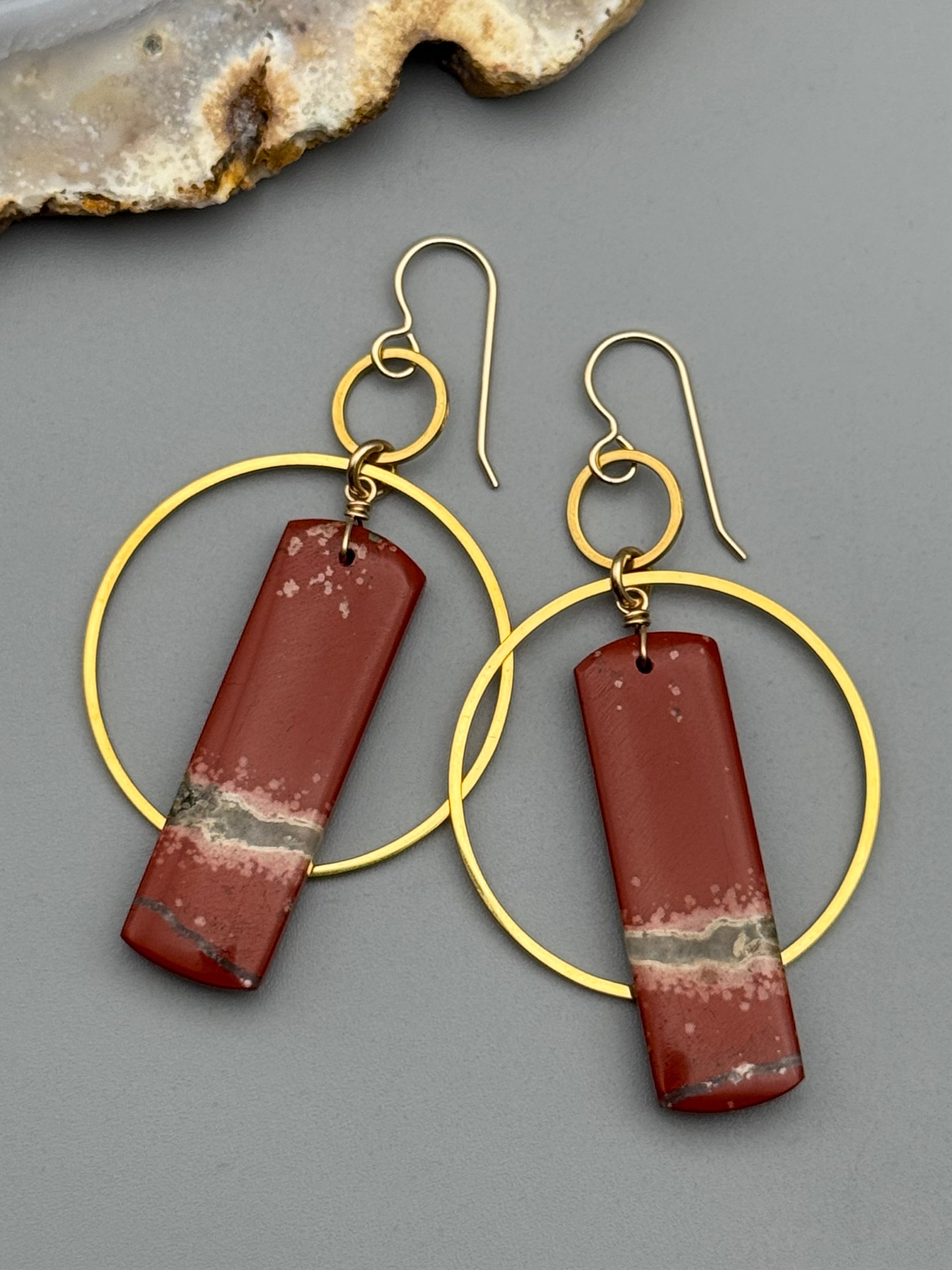 •EQUA-ORBIT• red jasper tower + gold earrings
