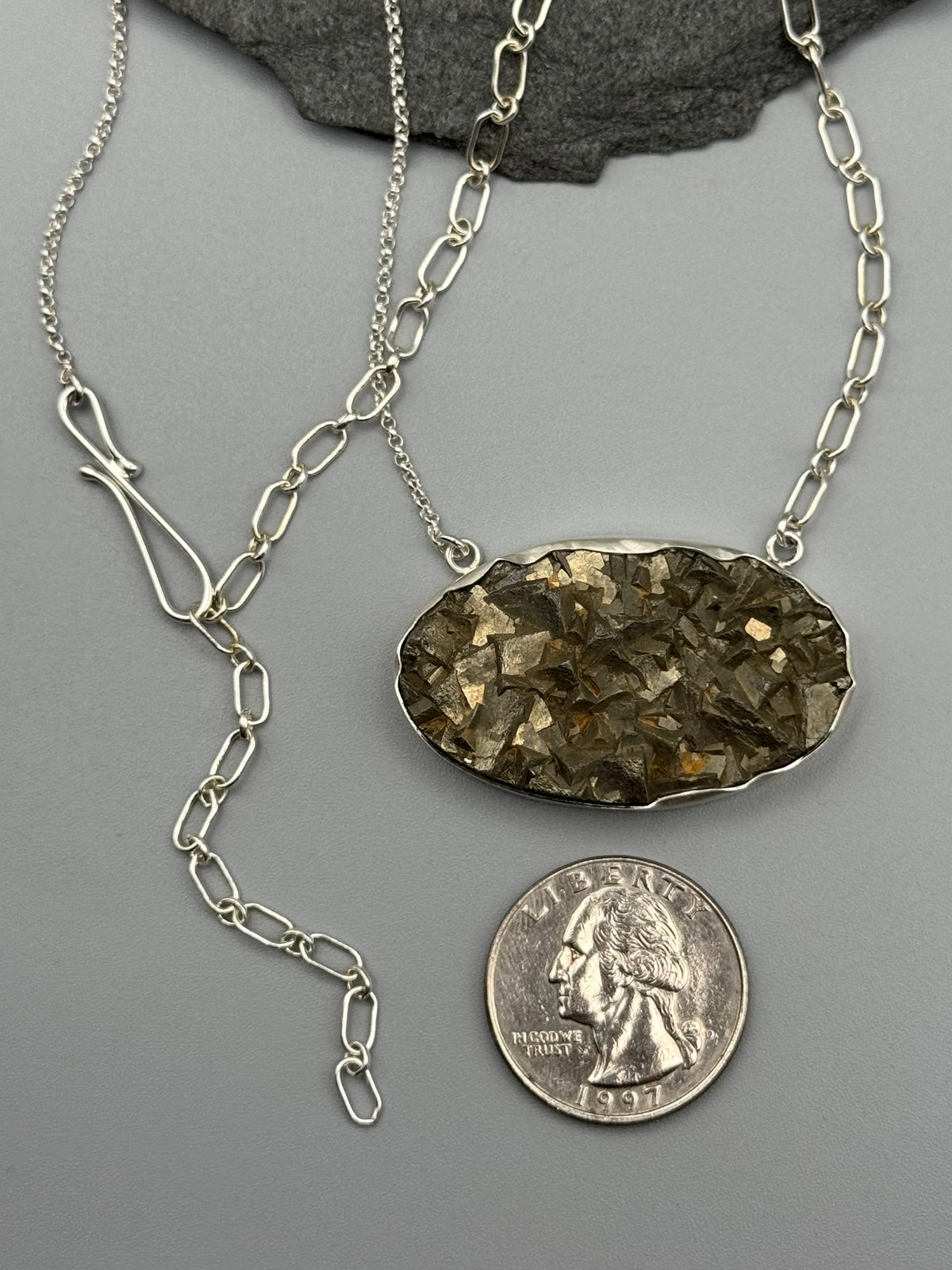 •MOD FLORA• pyrite + silver necklace (adj to 18.5" long)