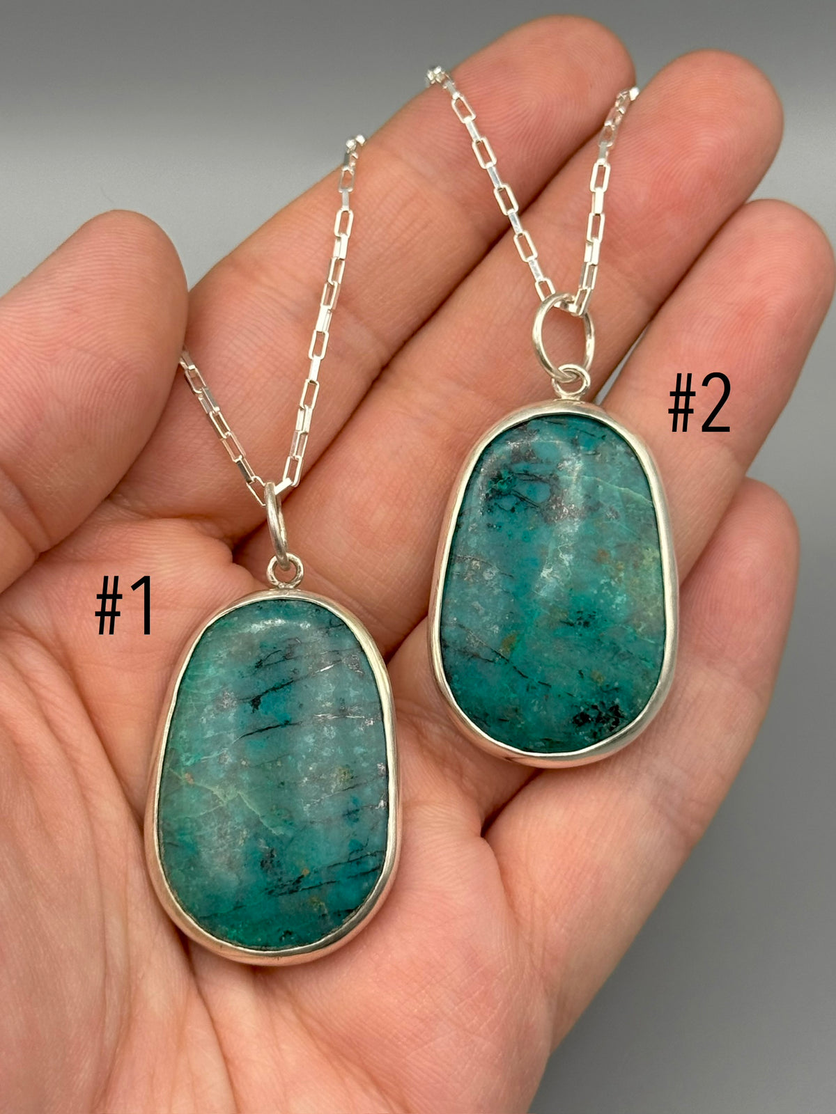 •MOD FLORA• chrysocolla + silver necklace (18" - 21" long)