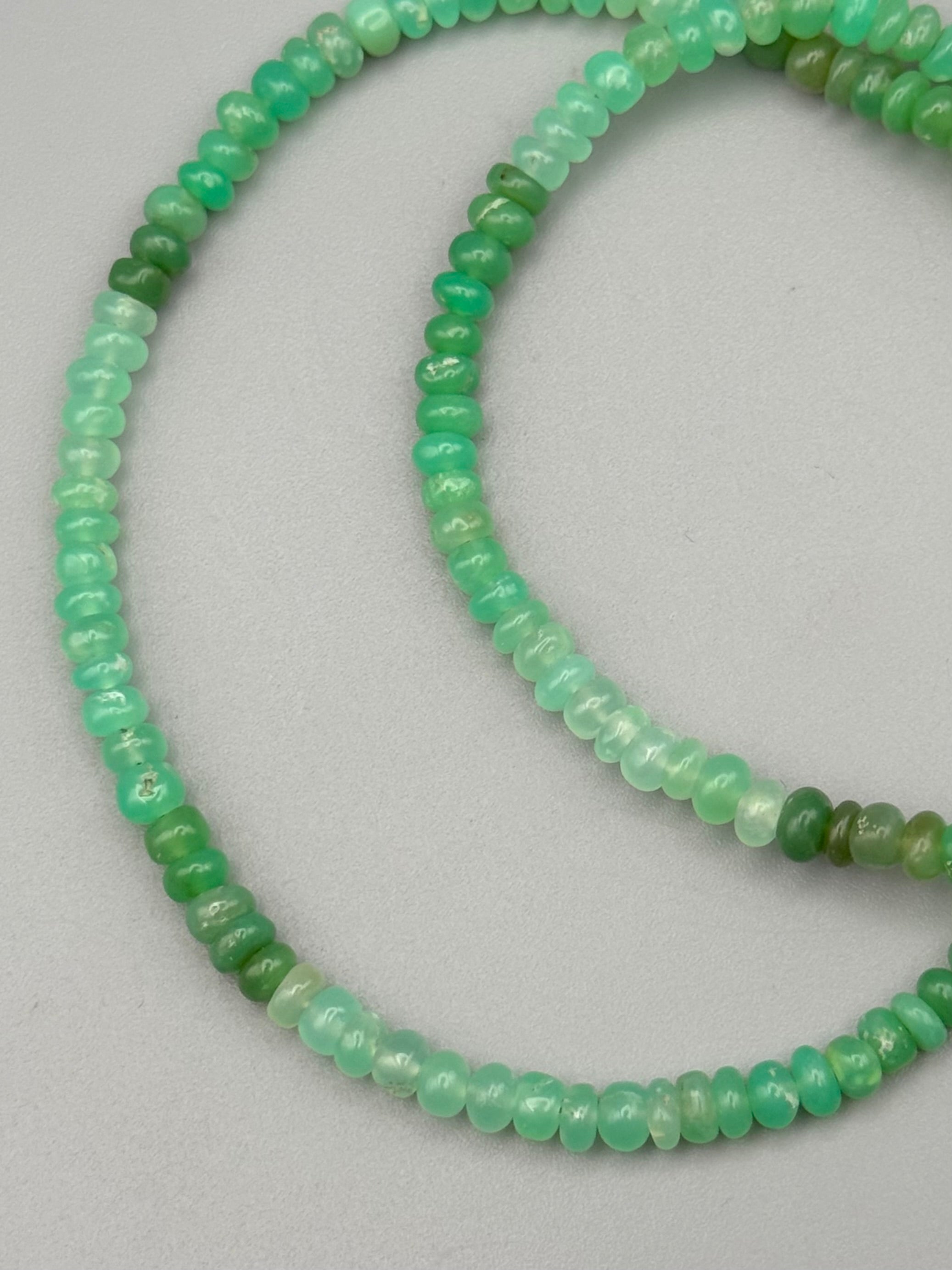 •CHRYSOPRASE - STRAND• silver beaded necklace (17" - 19" long)