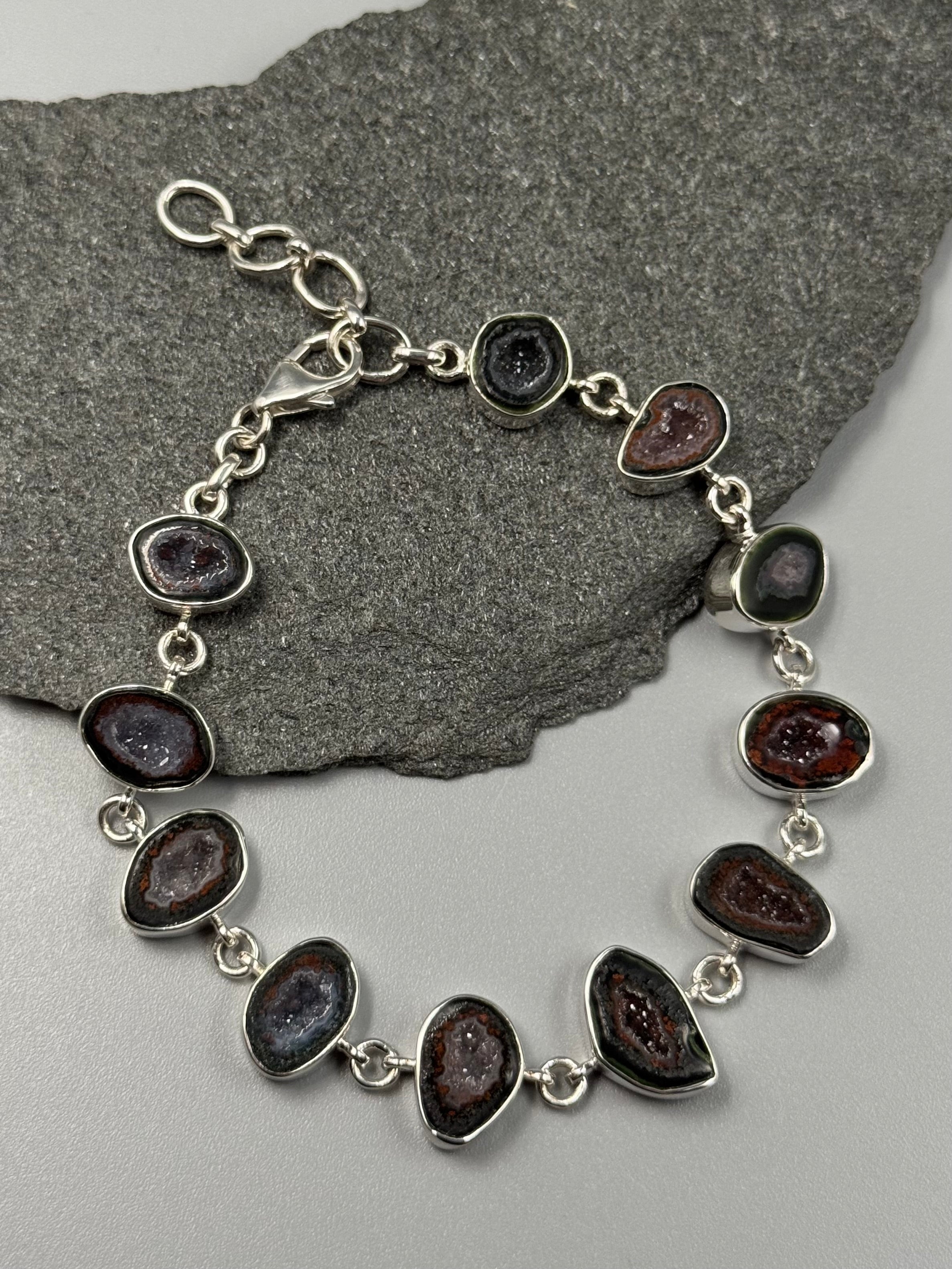 •COCONUT DRUZY• linked silver bracelet (8" - 9.25")