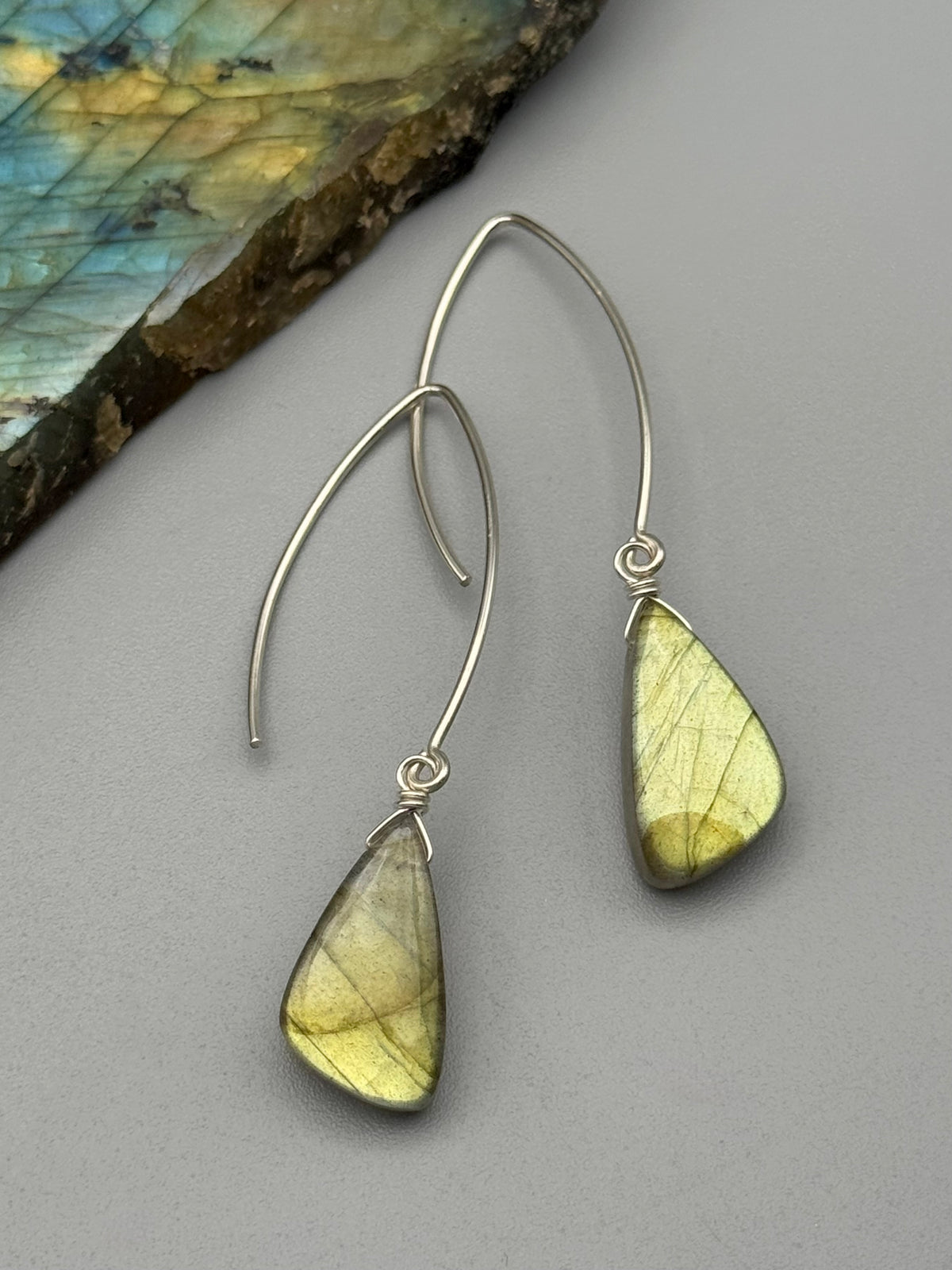 •STRAY• golden labradorite wing + silver earrings