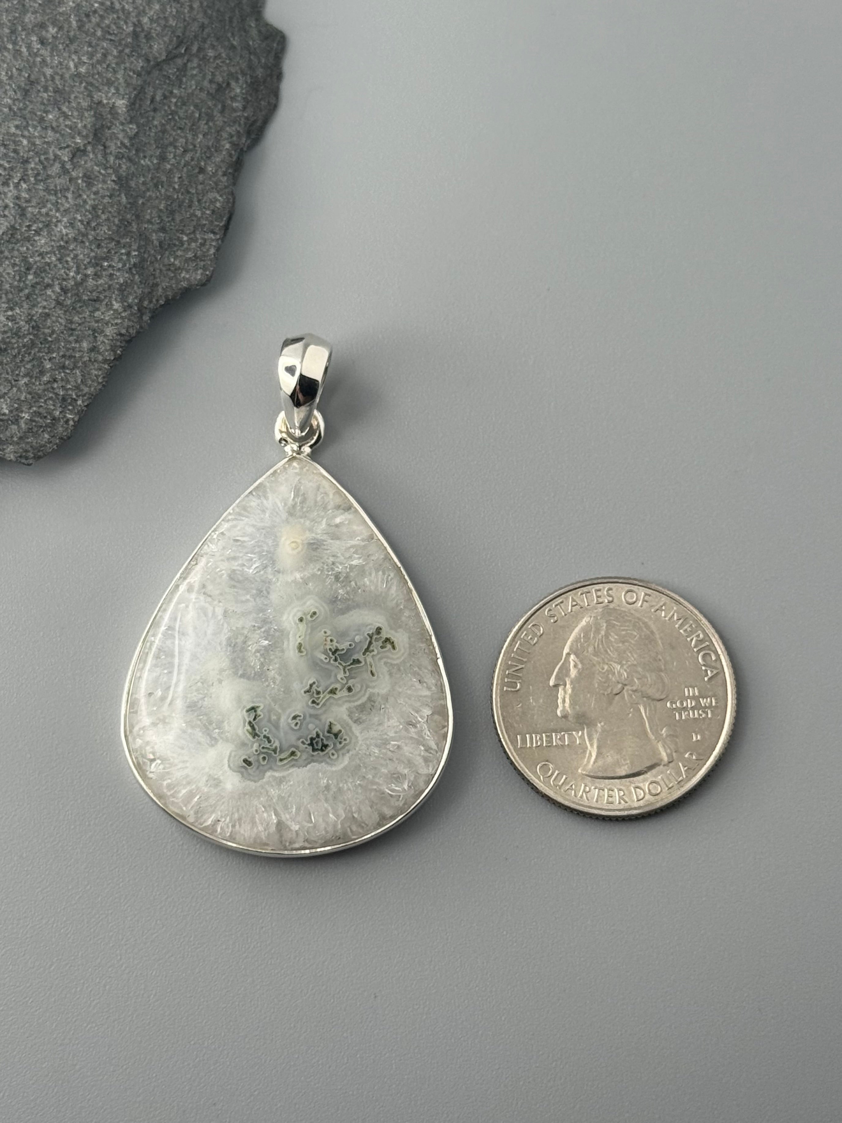 •SOLAR QUARTZ - TEARDROP• sterling silver pendant
