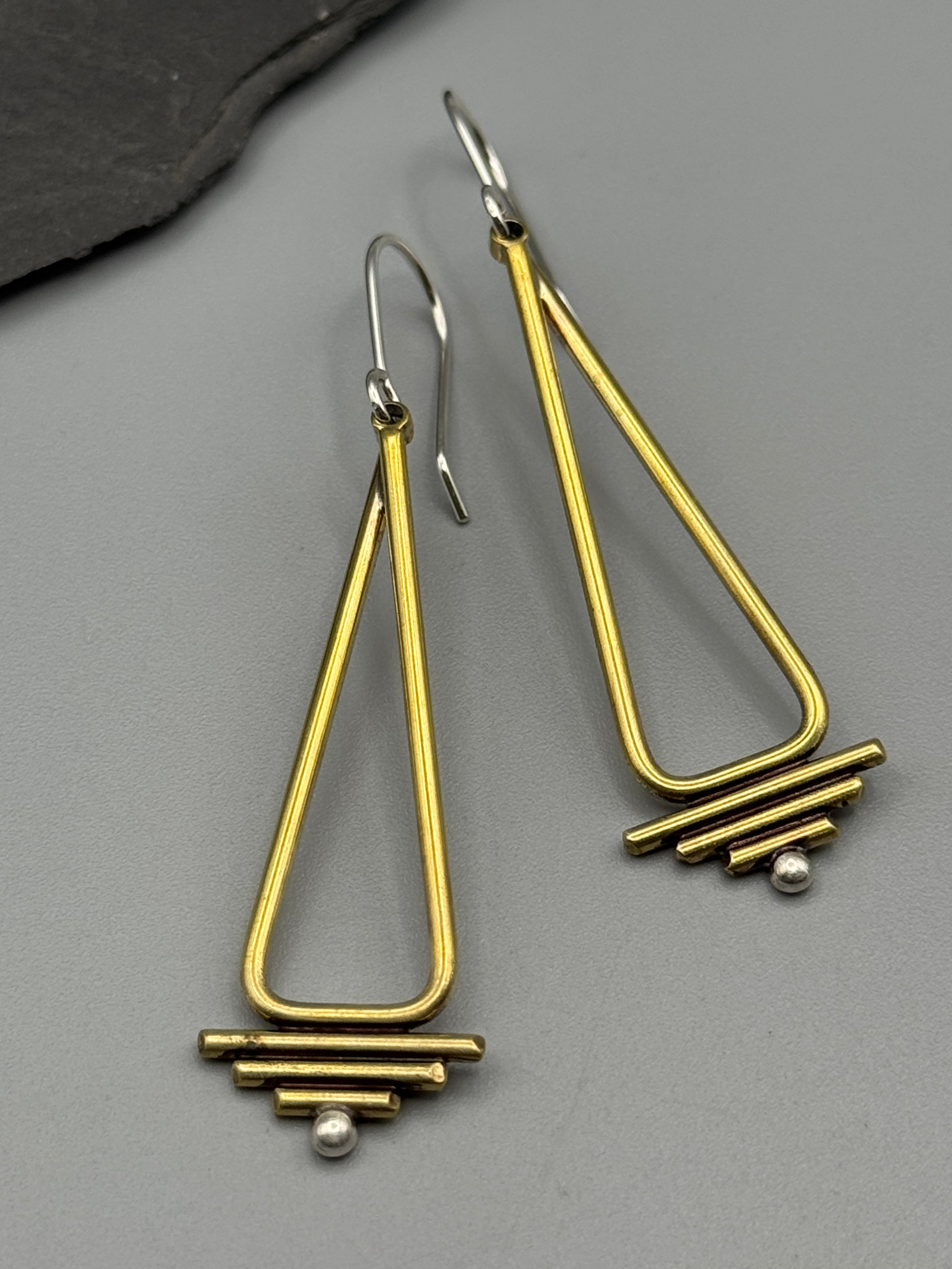 •RAIN DRUM• mixed metal dangle earrings