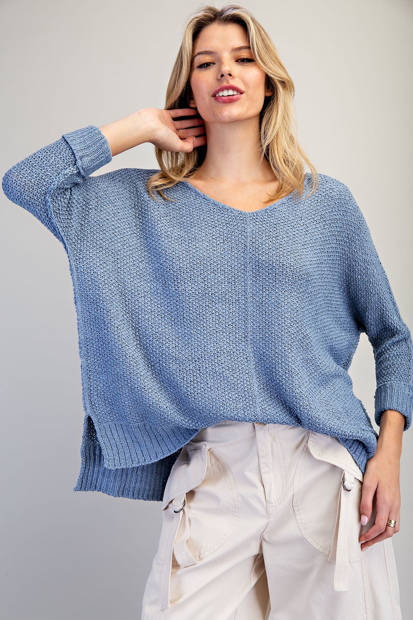 •JUNO• exposed seam V-neck sweater