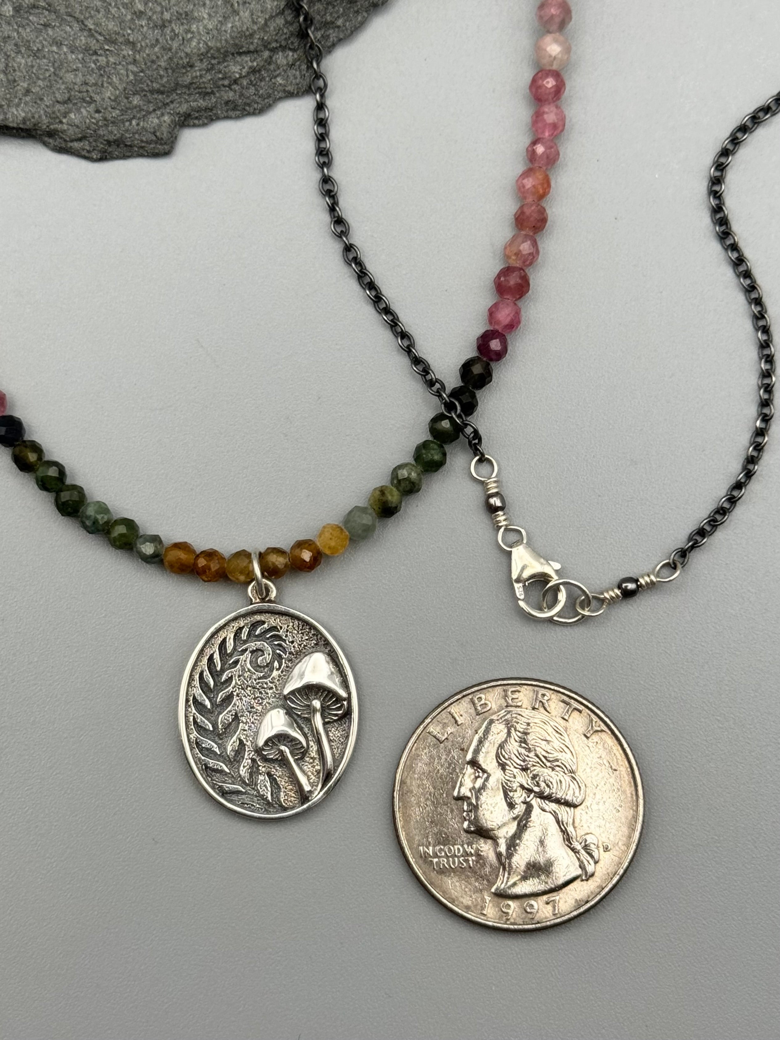 •TOURMALINE - BOTANICA• silver beaded necklace (24" long)