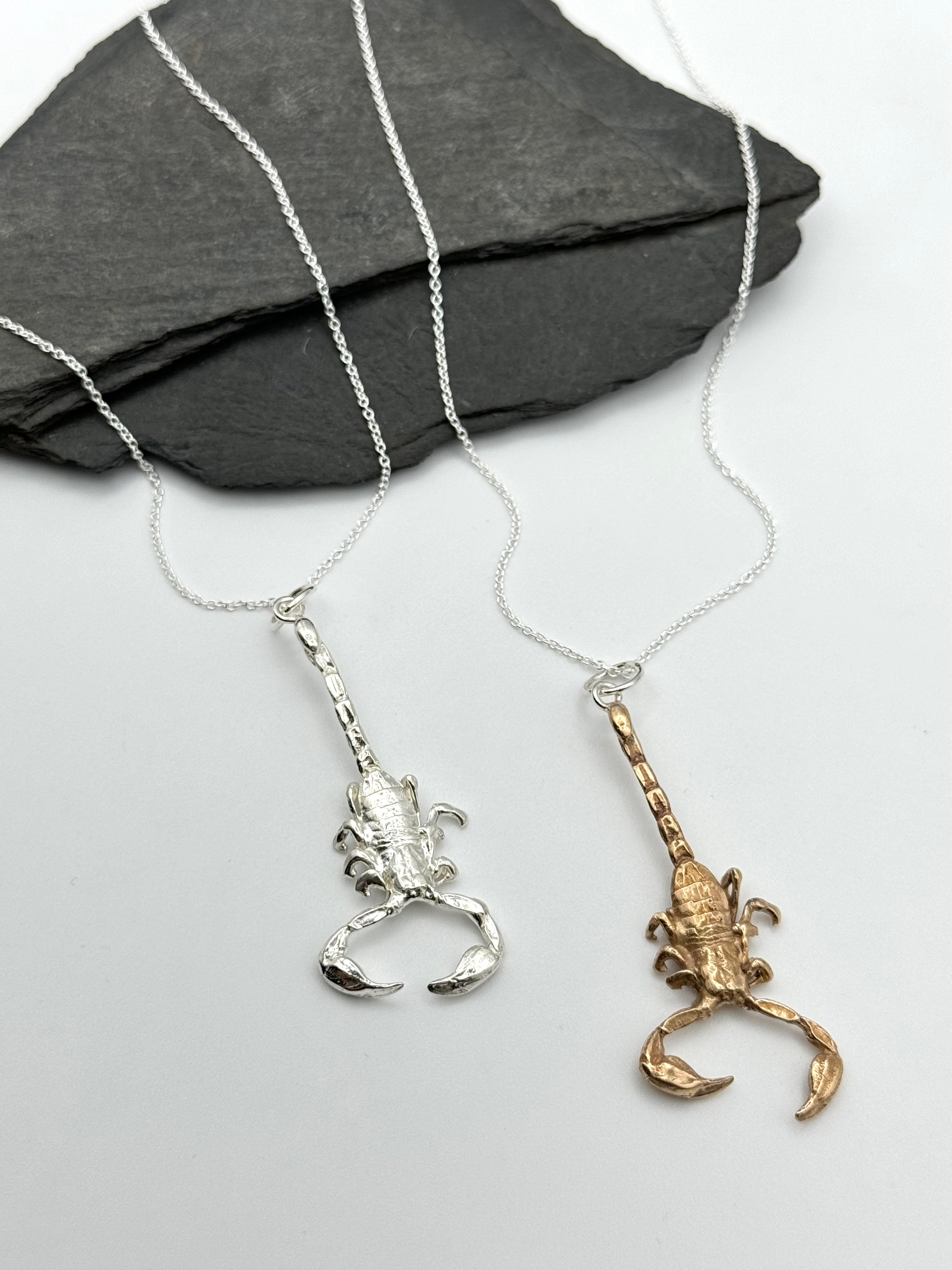 •SCORPION CAST• bronze + silver necklace