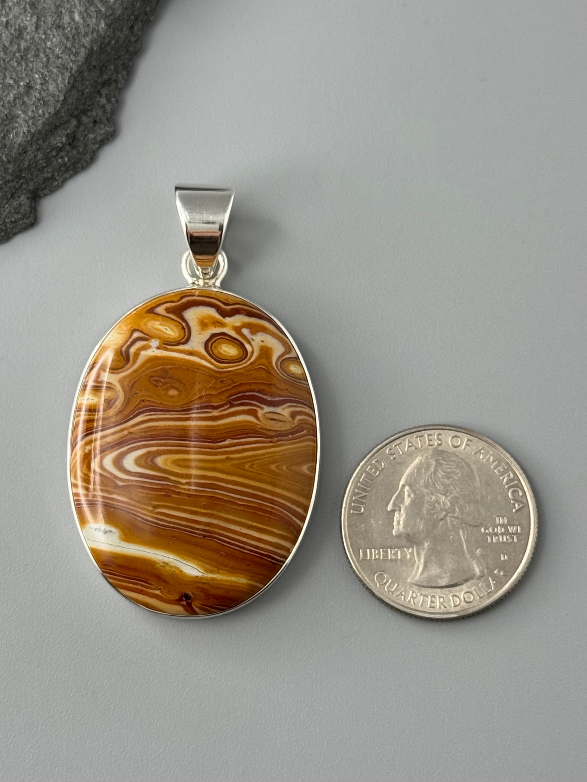 •WALNUT JASPER - OVAL• sterling silver pendant