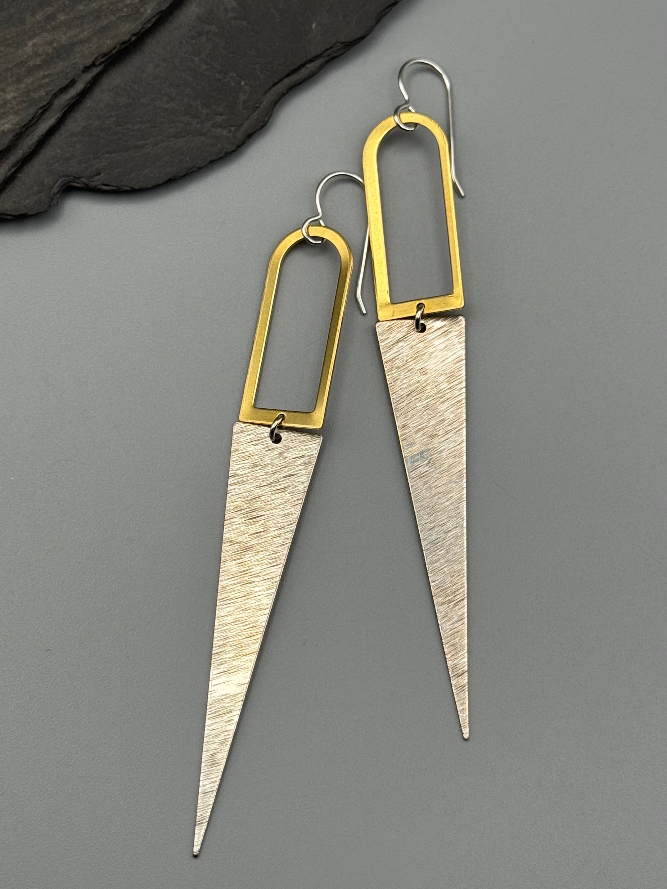 •PORTAL DAGGERS• mixed metal dangle earrings