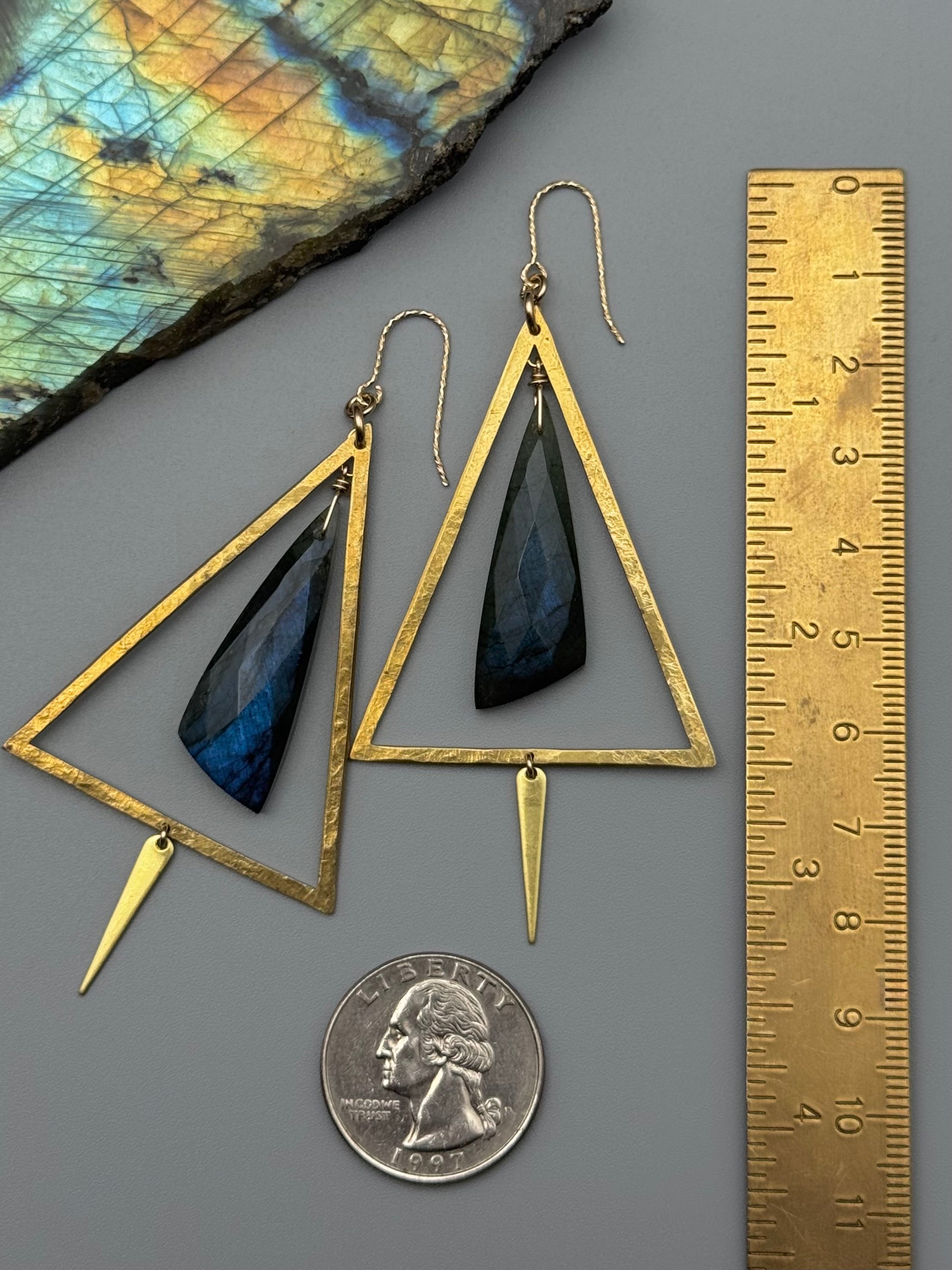 •YIELDING• labradorite wing + gold earrings