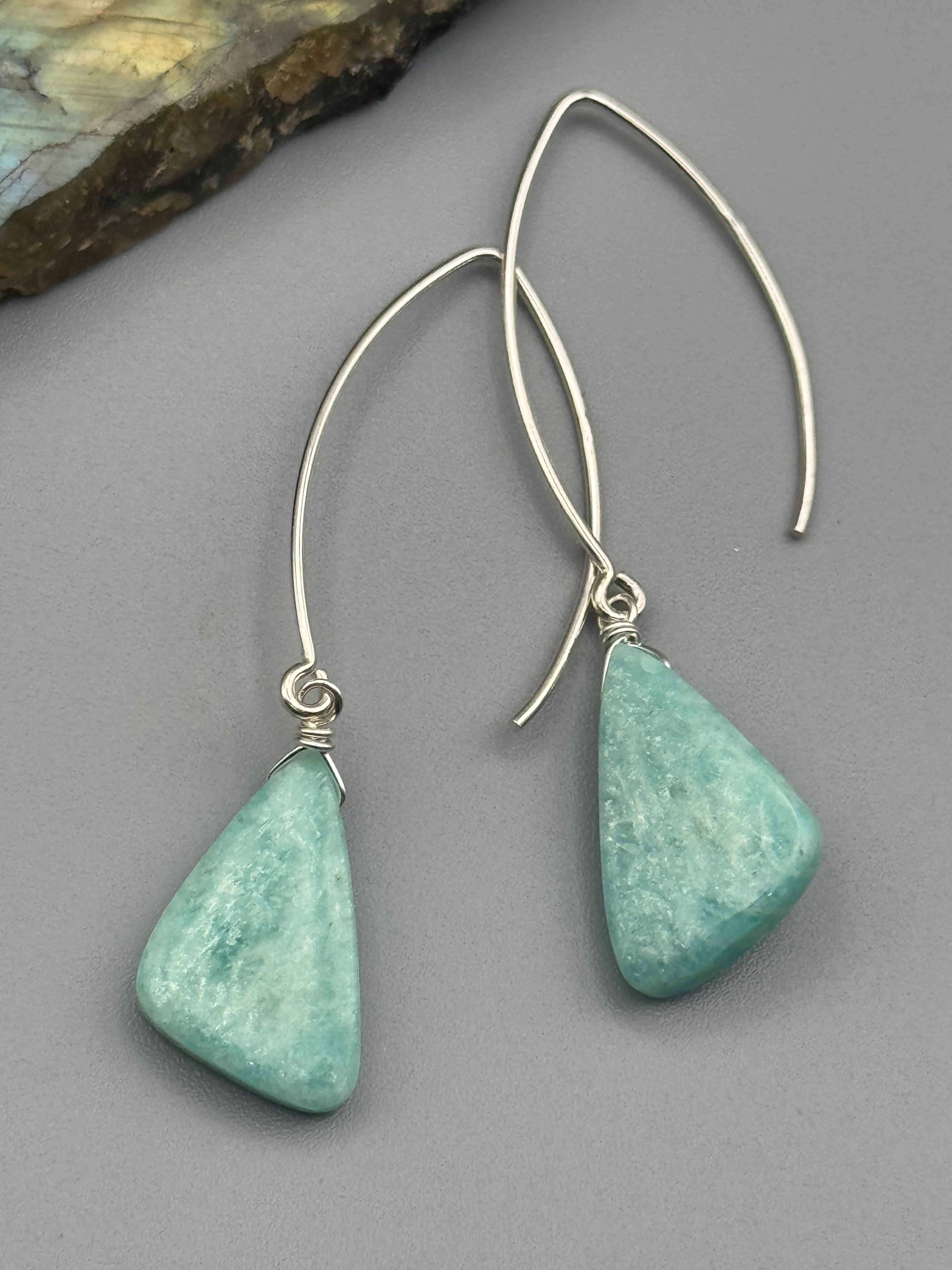 •STRAY• amazonite wing + silver earrings