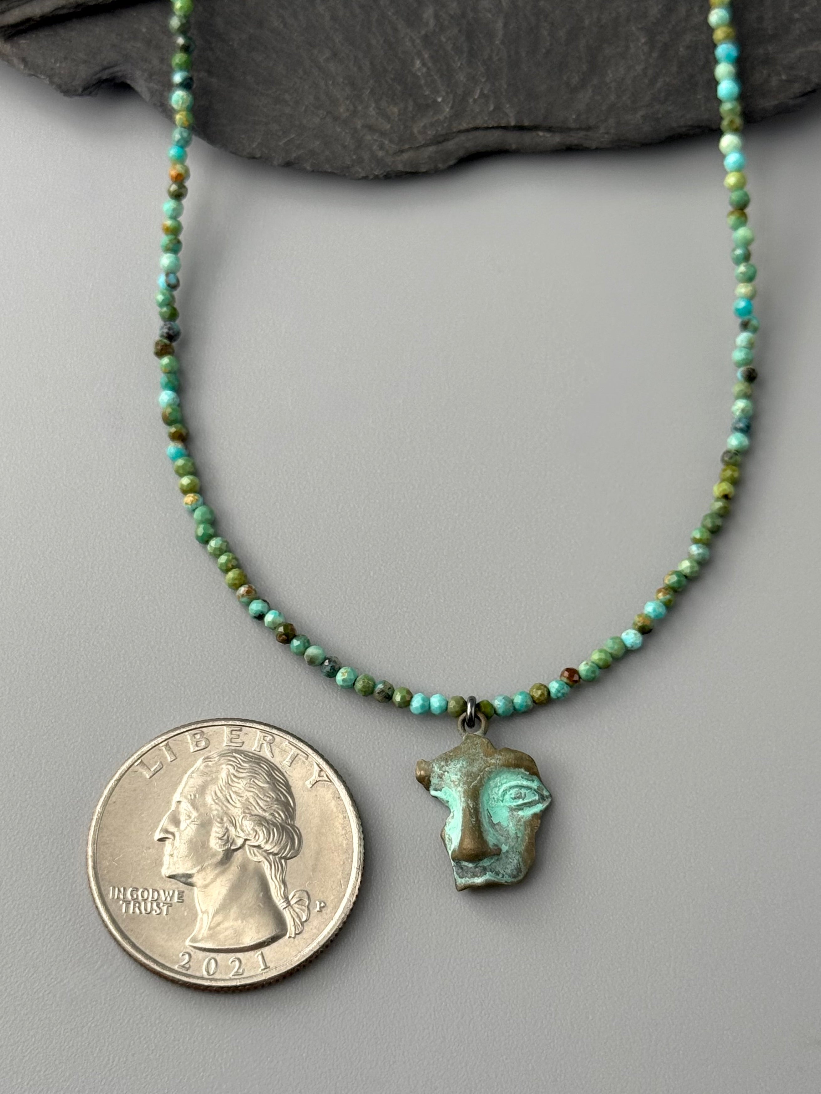 •ORACLE• turquoise + mixed metal beaded necklace (16.5" long)