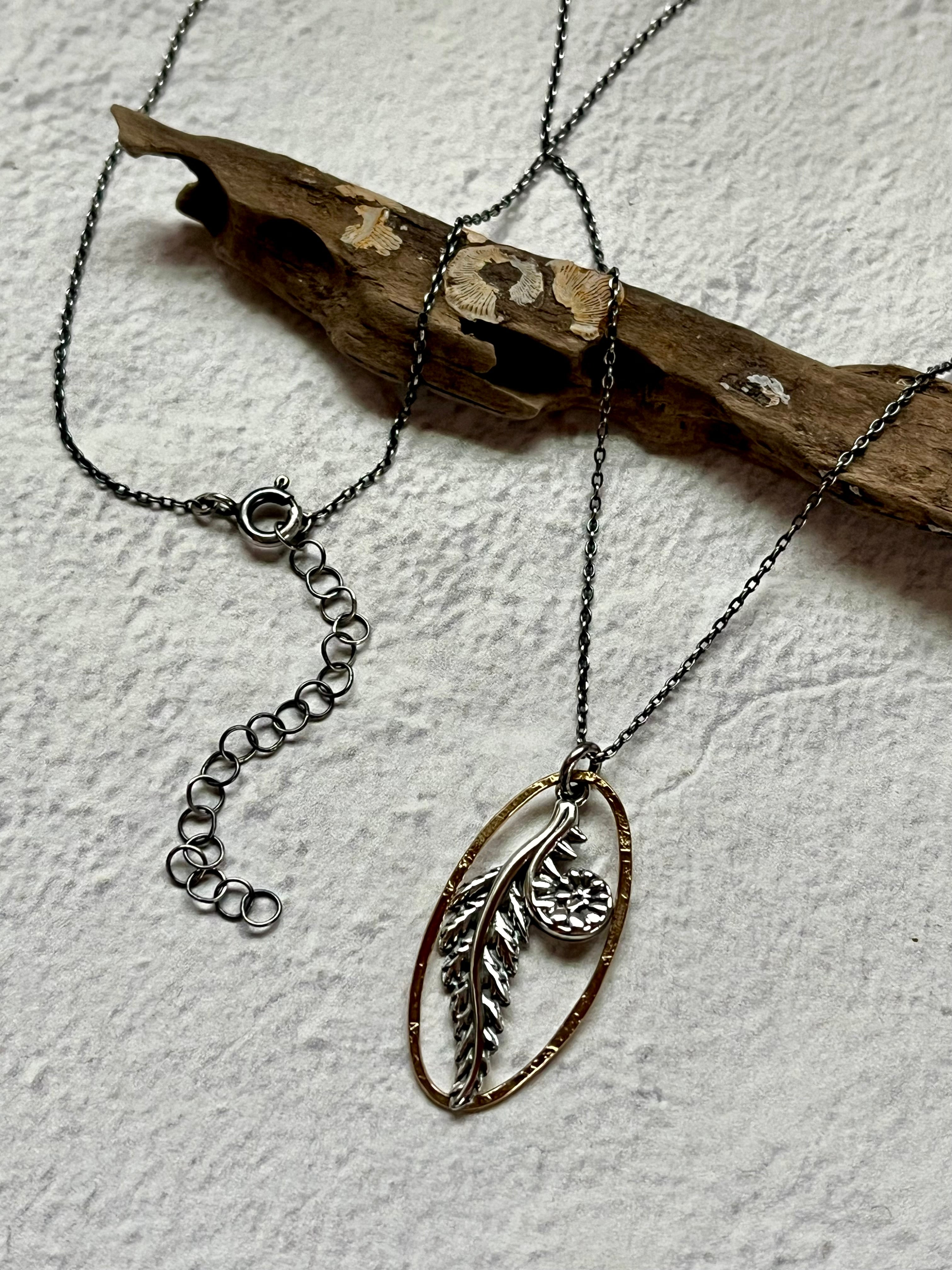 •UNFURLING• mixed metal necklace