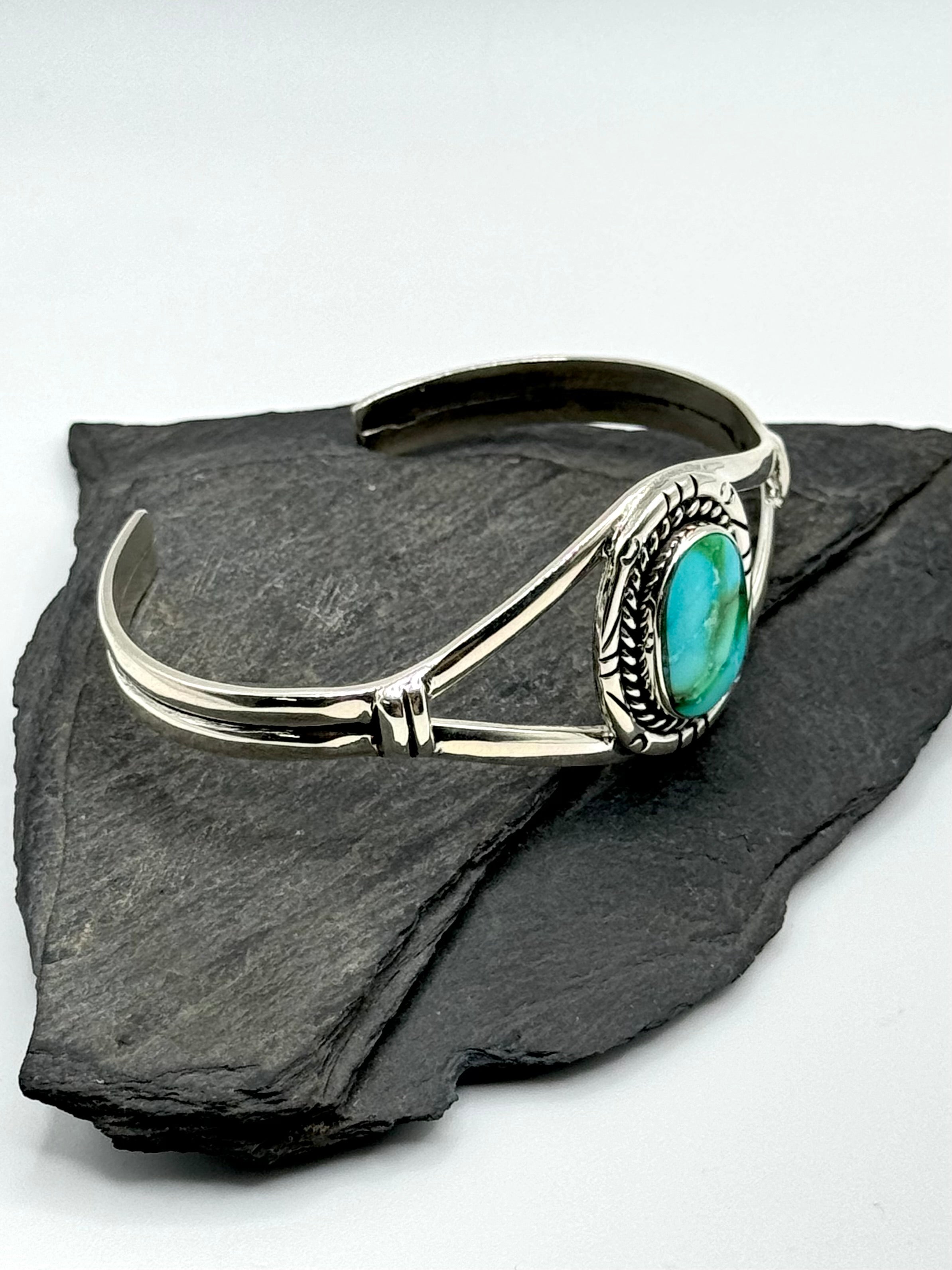 •SONORAN GOLD TURQUOISE• Navajo silver cuff bracelet (6.75" +/-)