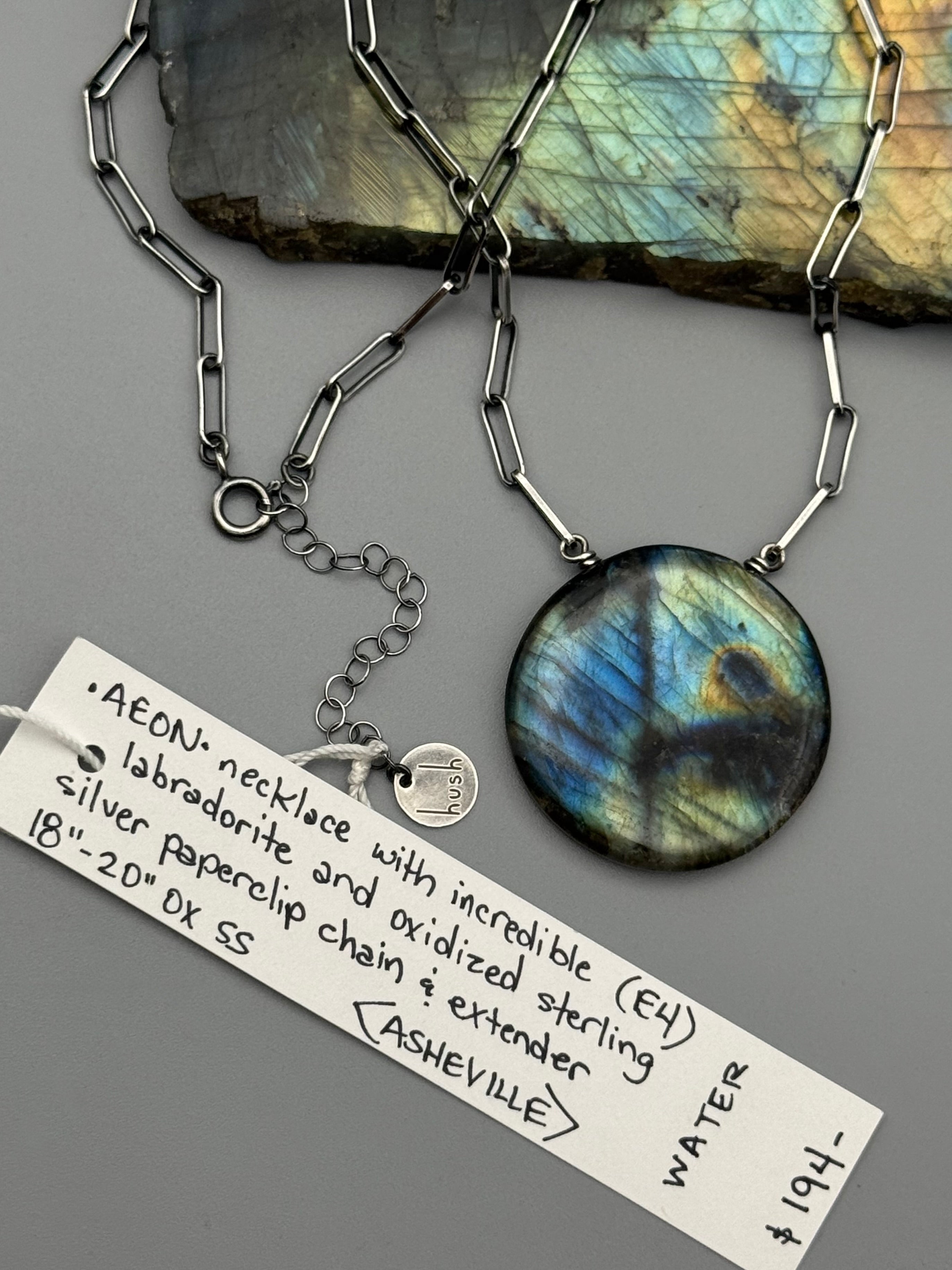 •AEON• labradorite + silver necklace (18"-20" long)