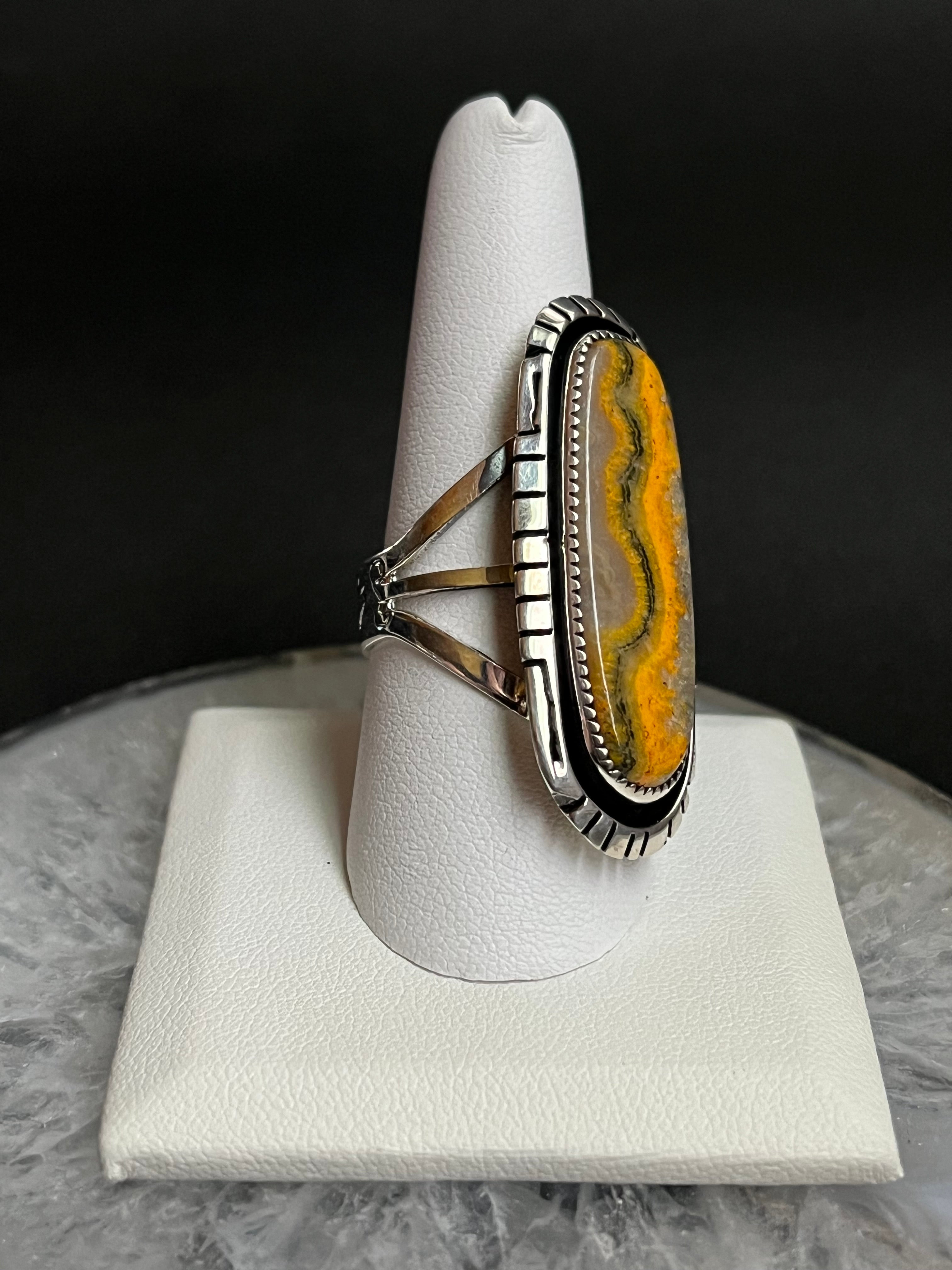 •BUMBLEBEE JASPER• Navajo silver ring (size 9.25)