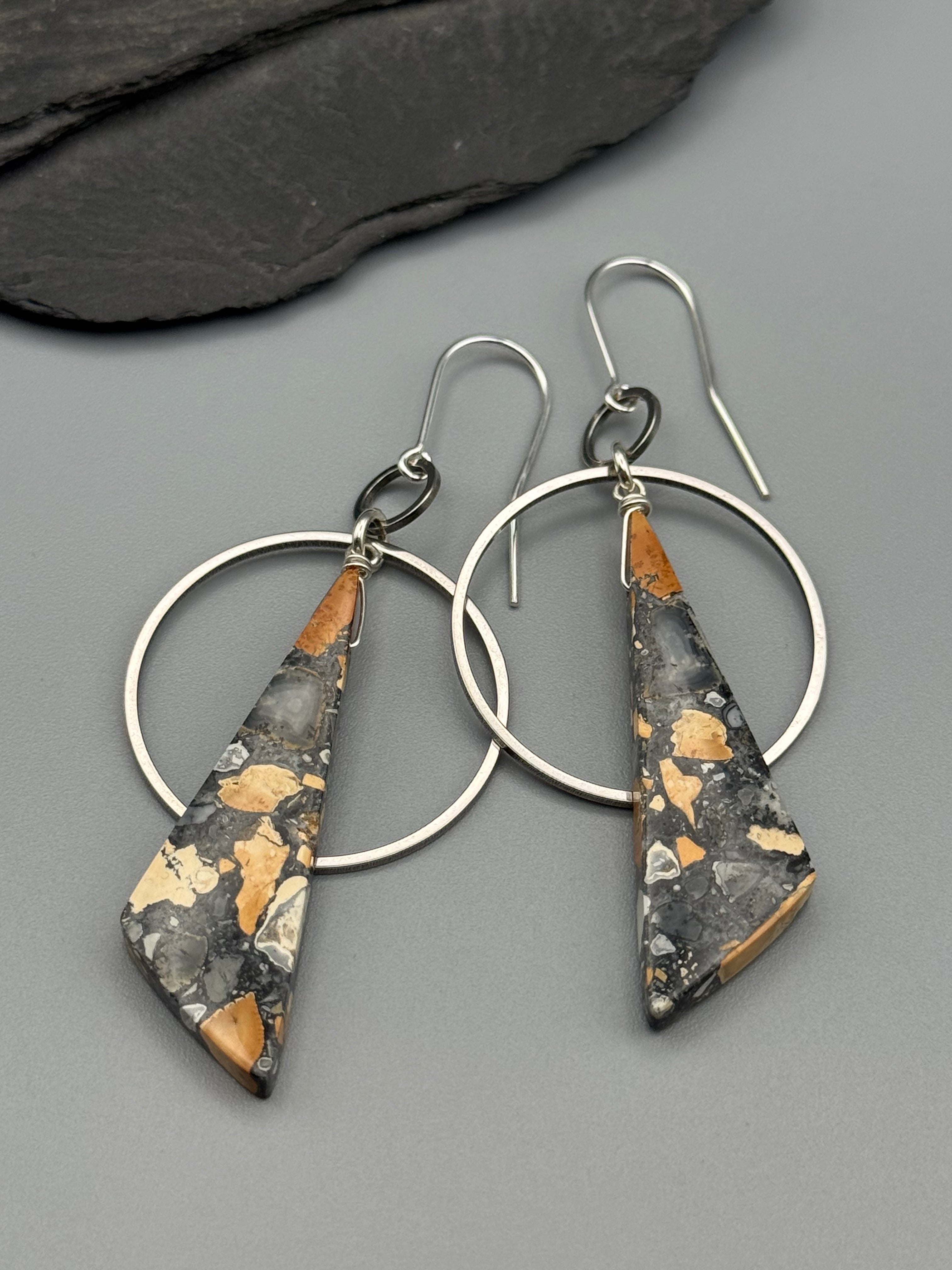•EQUA ORBIT• maligano jasper + silver earrings
