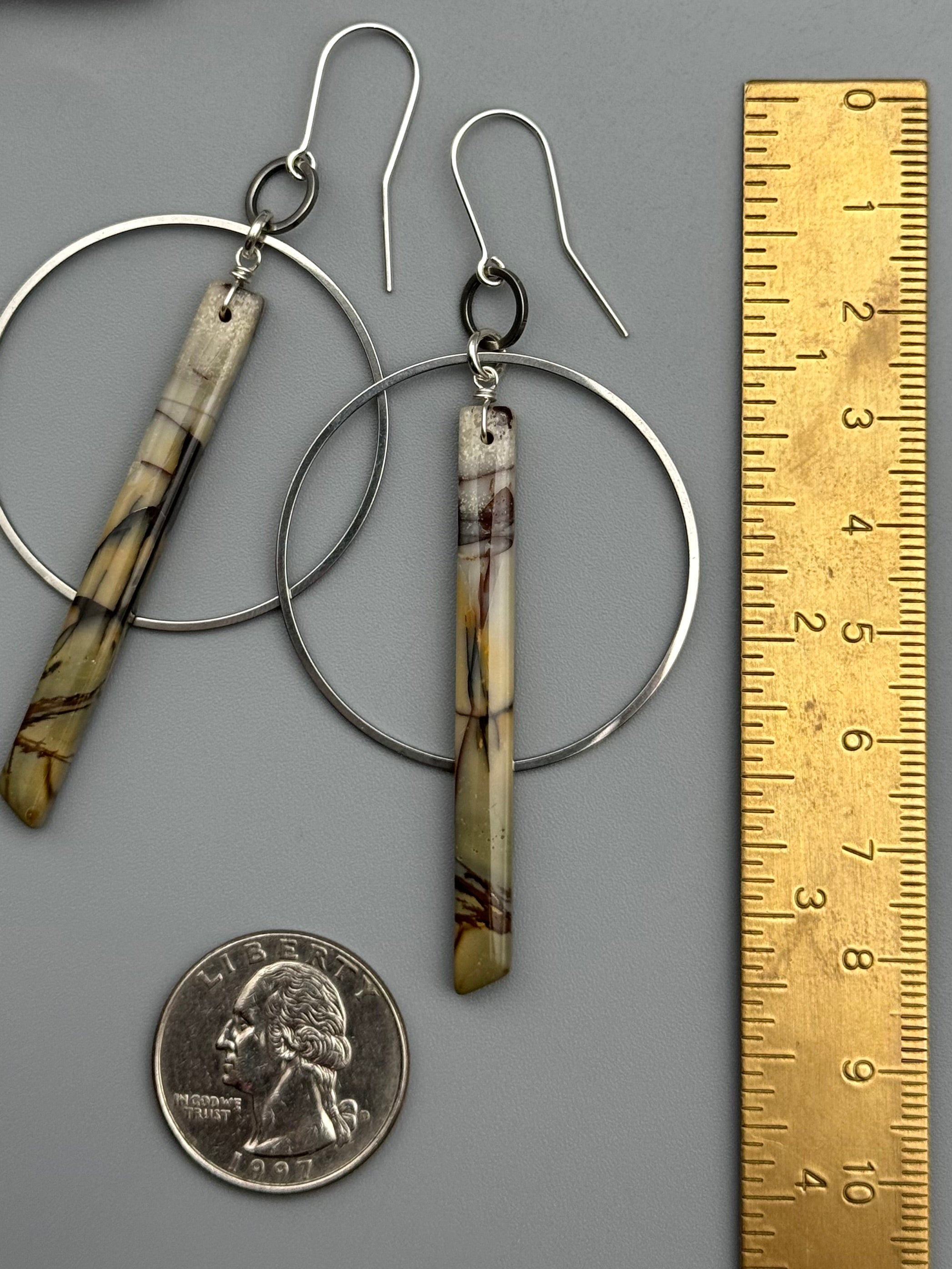 •EQUA-ORBIT• red creek jasper stick + silver earrings