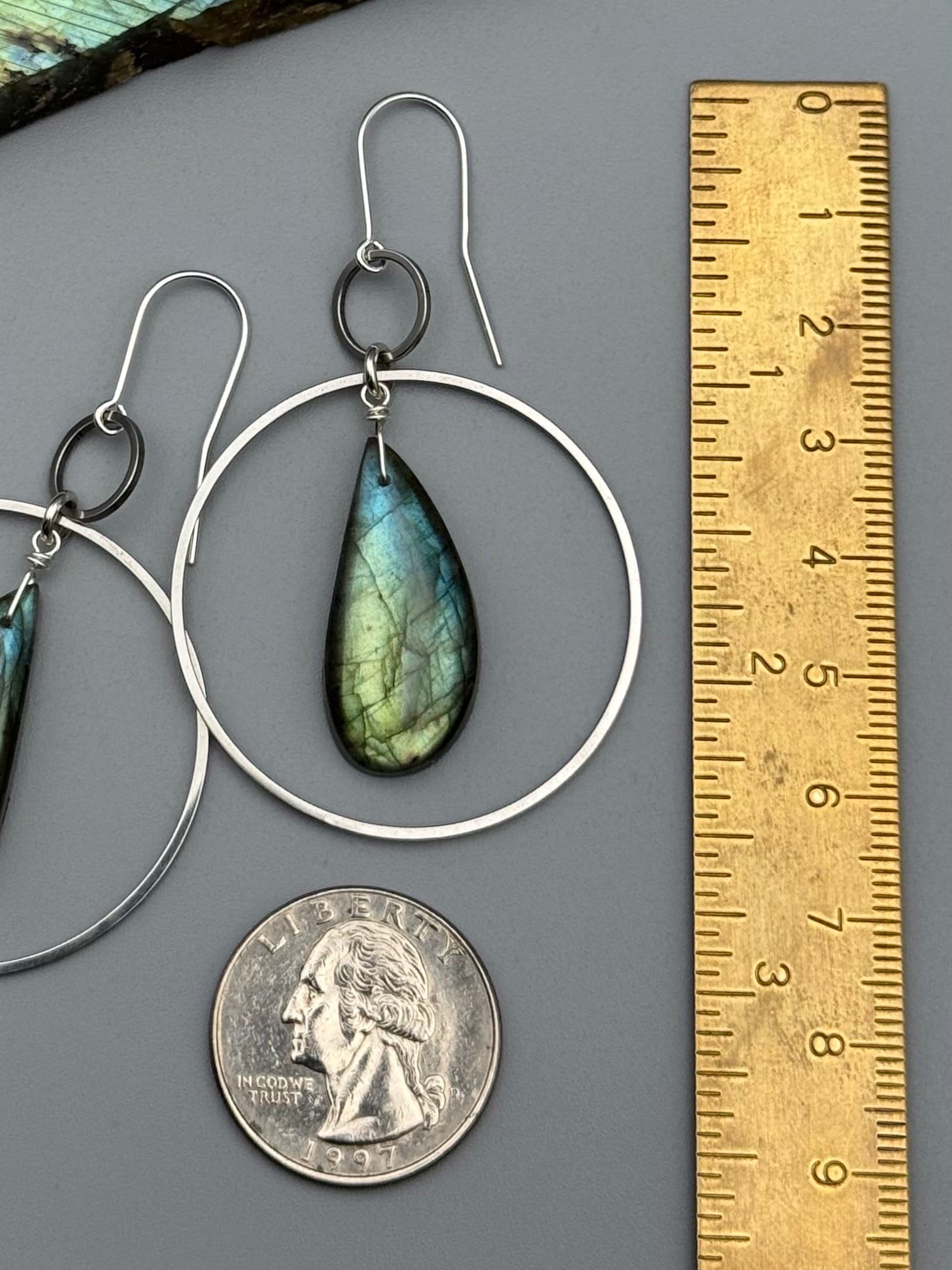 •EQUA-LUNA• labradorite wing + silver earrings