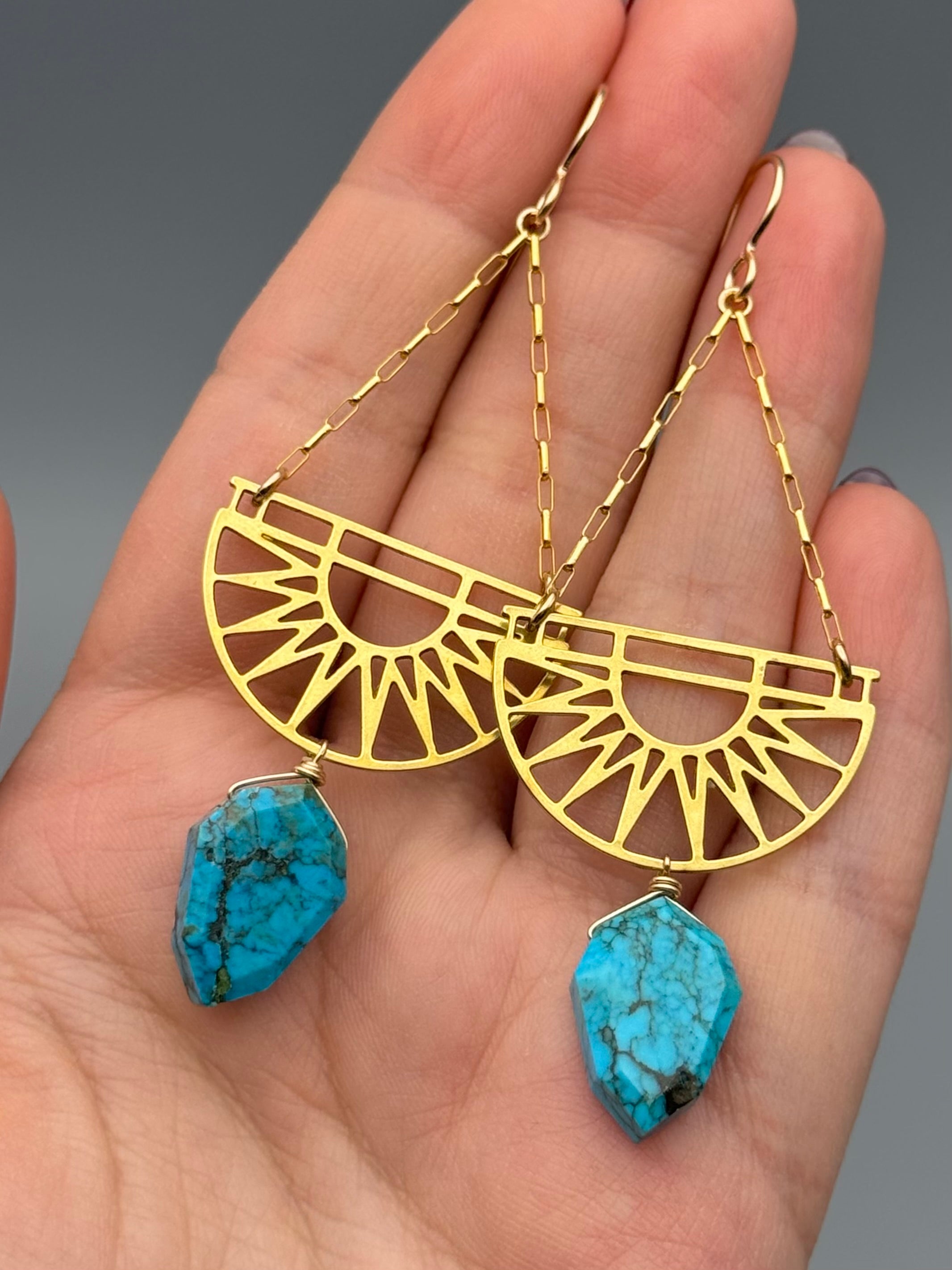 •KALEIDOSCOPE EYES• turquoise + gold earrings