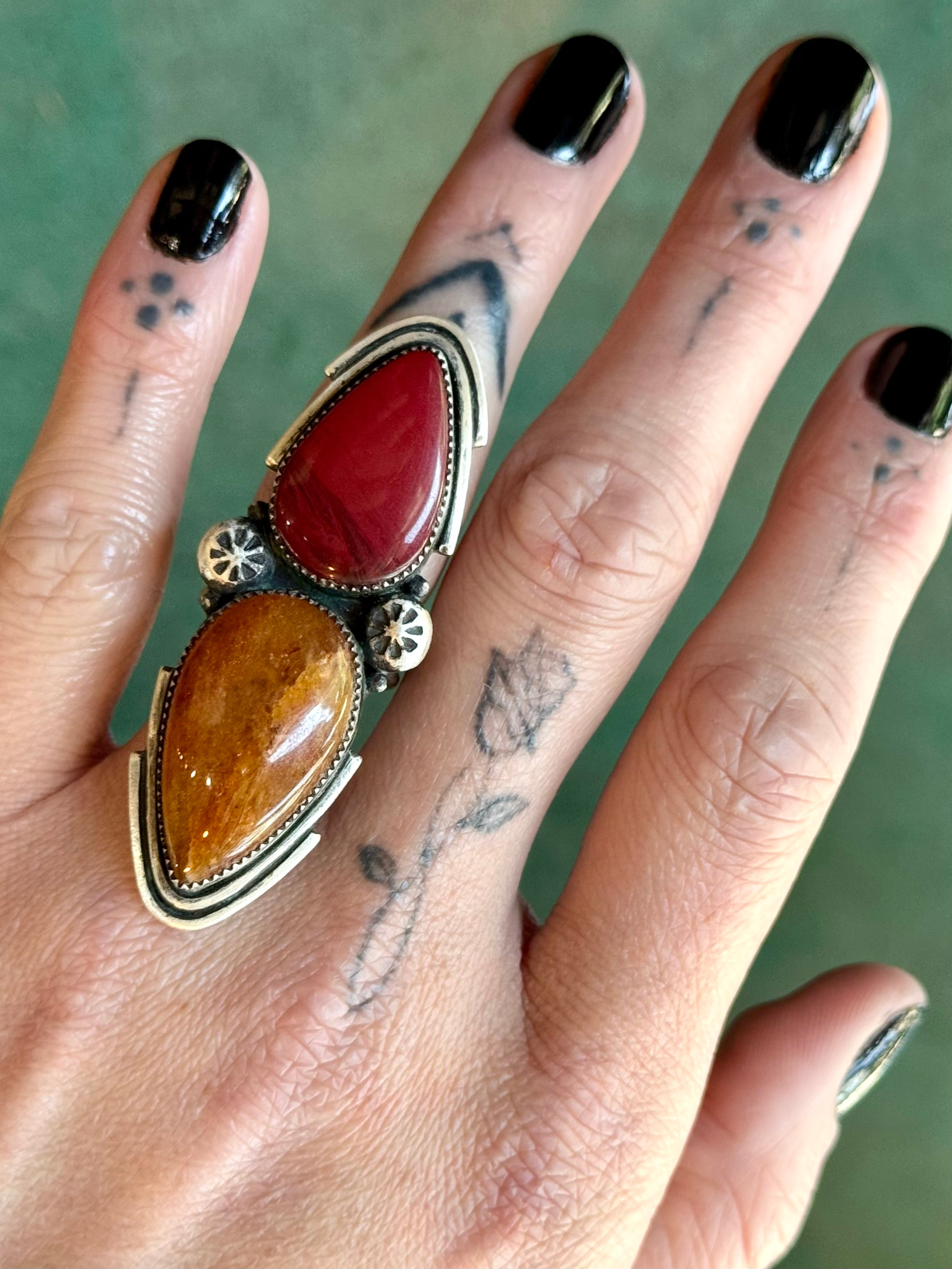 •ECHO• rosarita + yellow aventurine + silver ring (size 7)