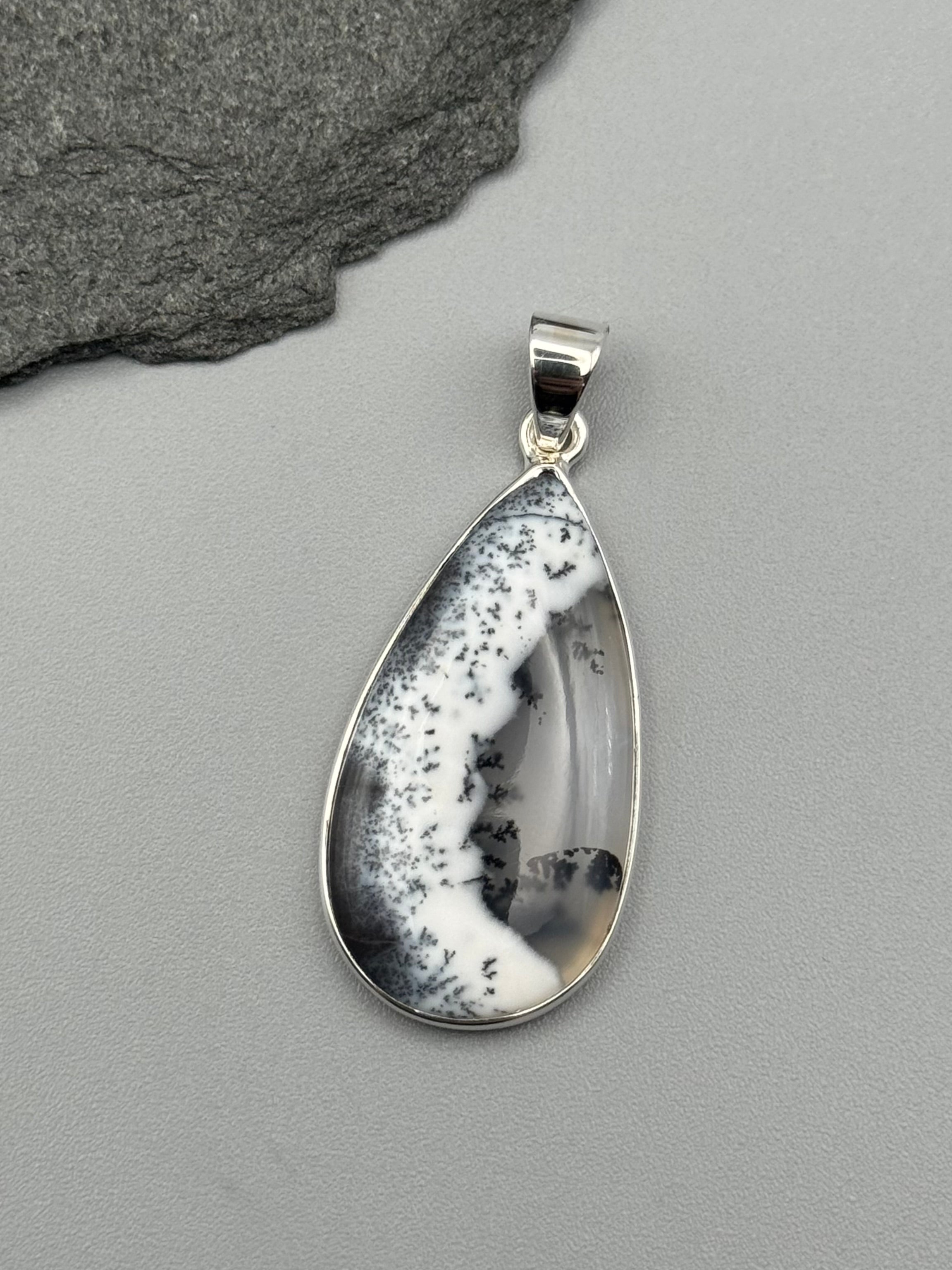 •DENDRITIC OPAL - TEAR 1• sterling silver pendant