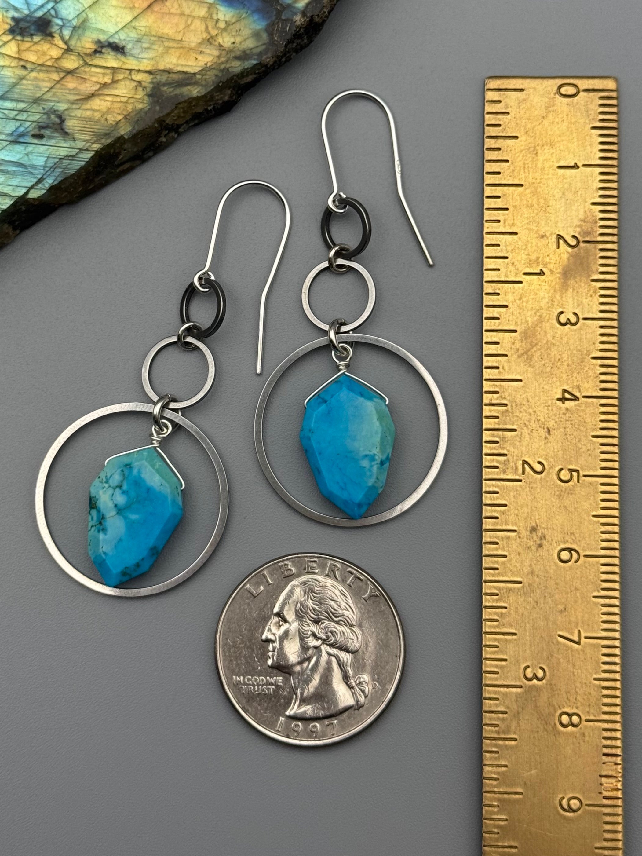 •EQUA LUNA• turquoise + silver earrings