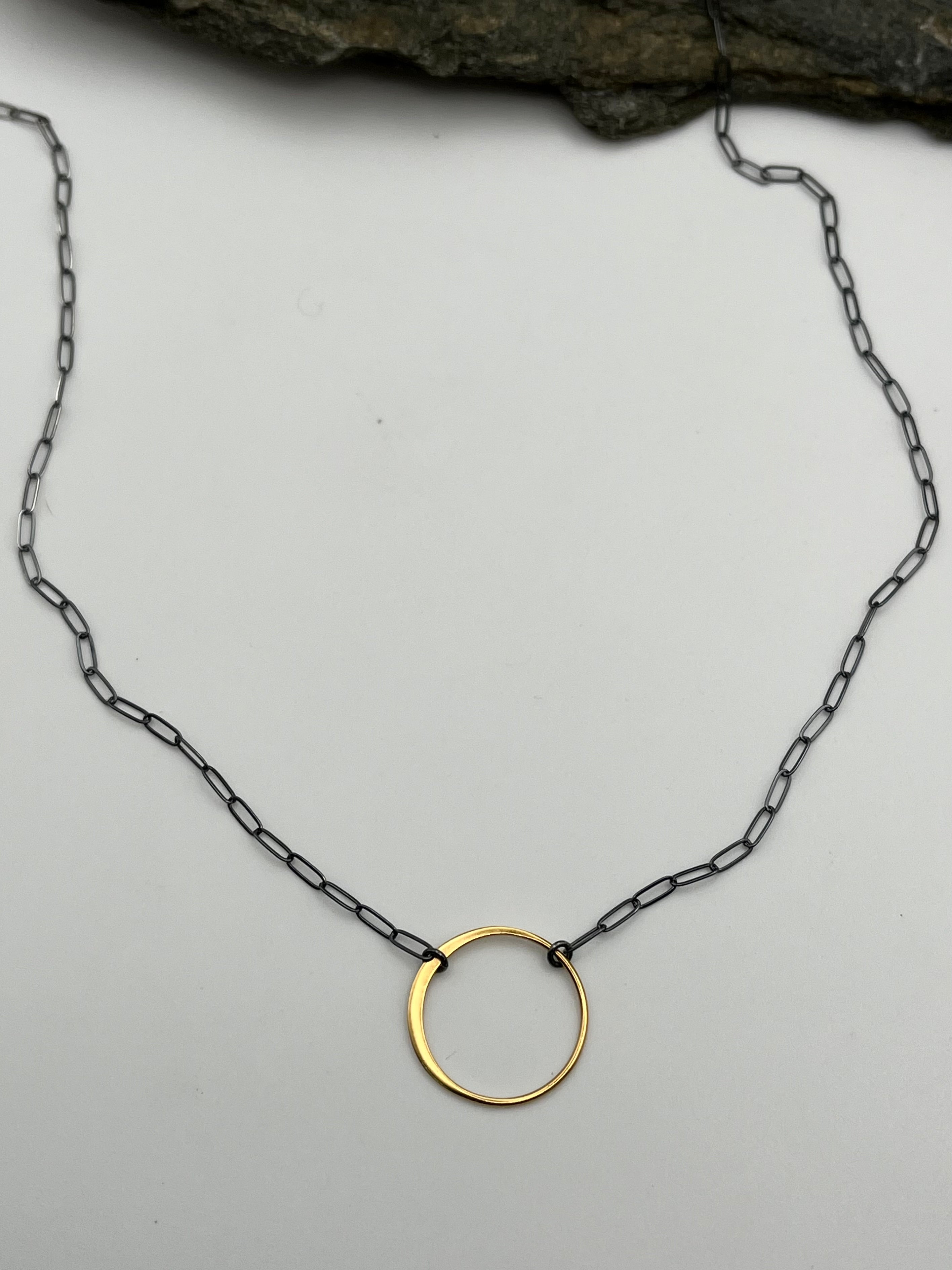 •BIG ECLIPSE• mixed metal necklace