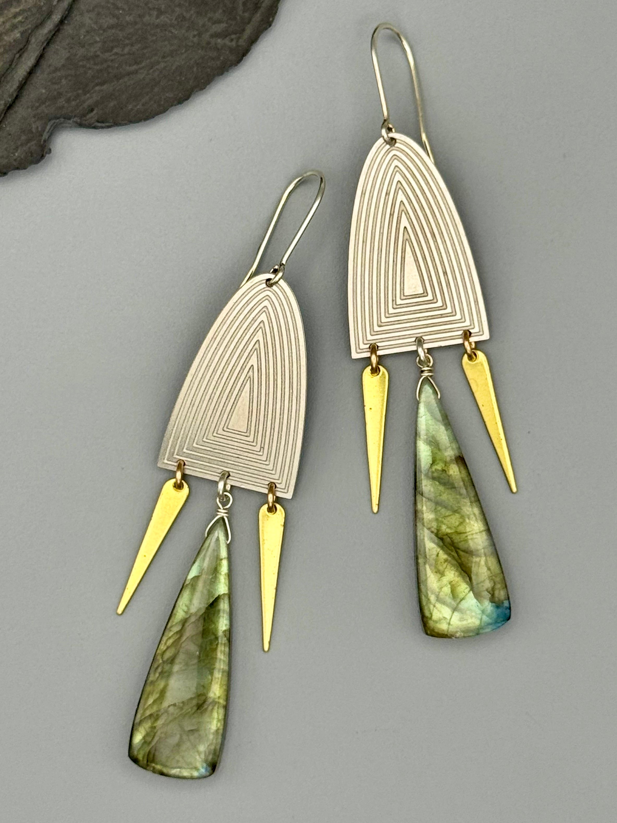 •PORTAL DANCE• labradorite + mixed metal earrings