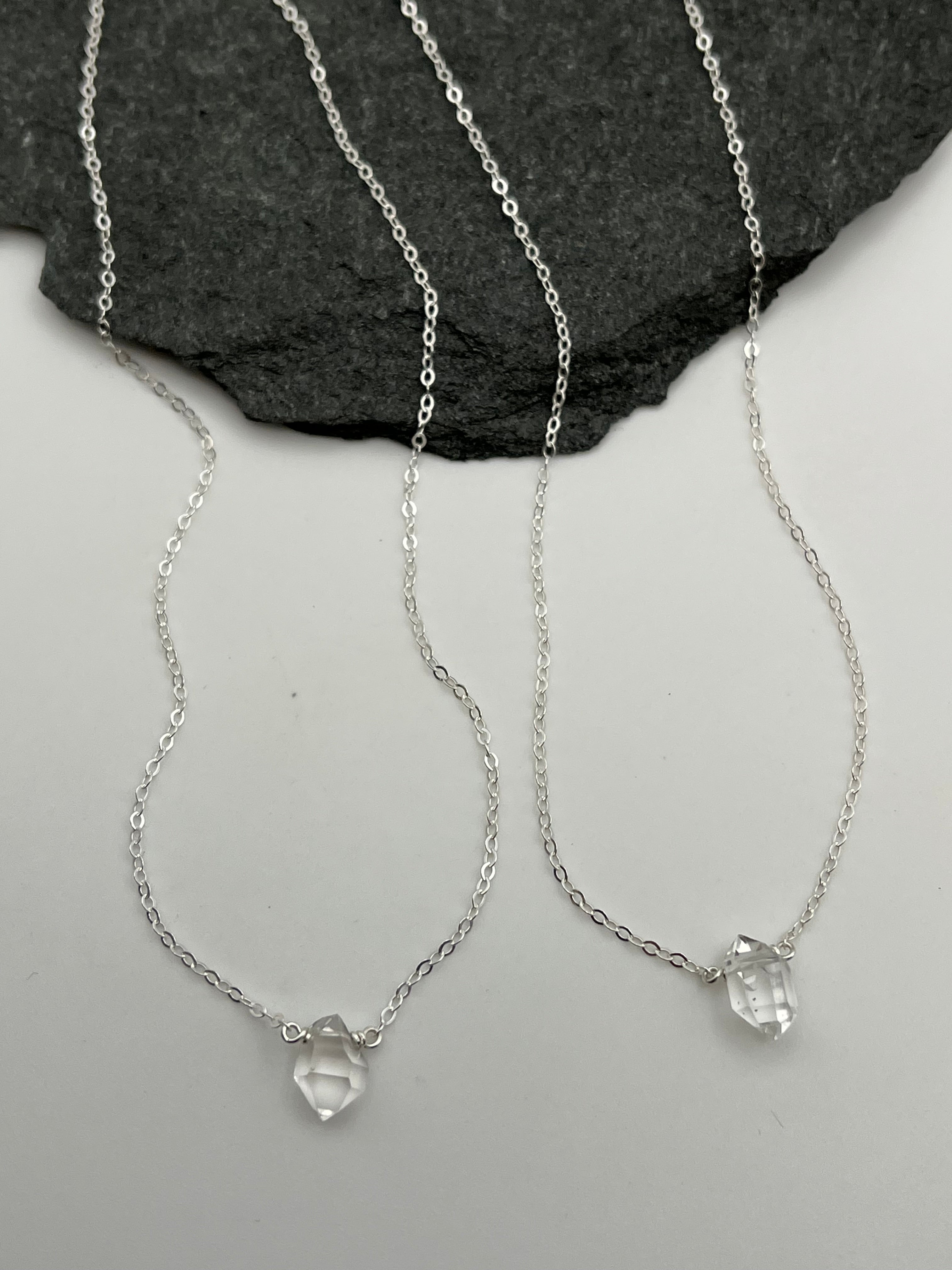 •STRAY• faceted herkimer + silver necklace (various lengths)