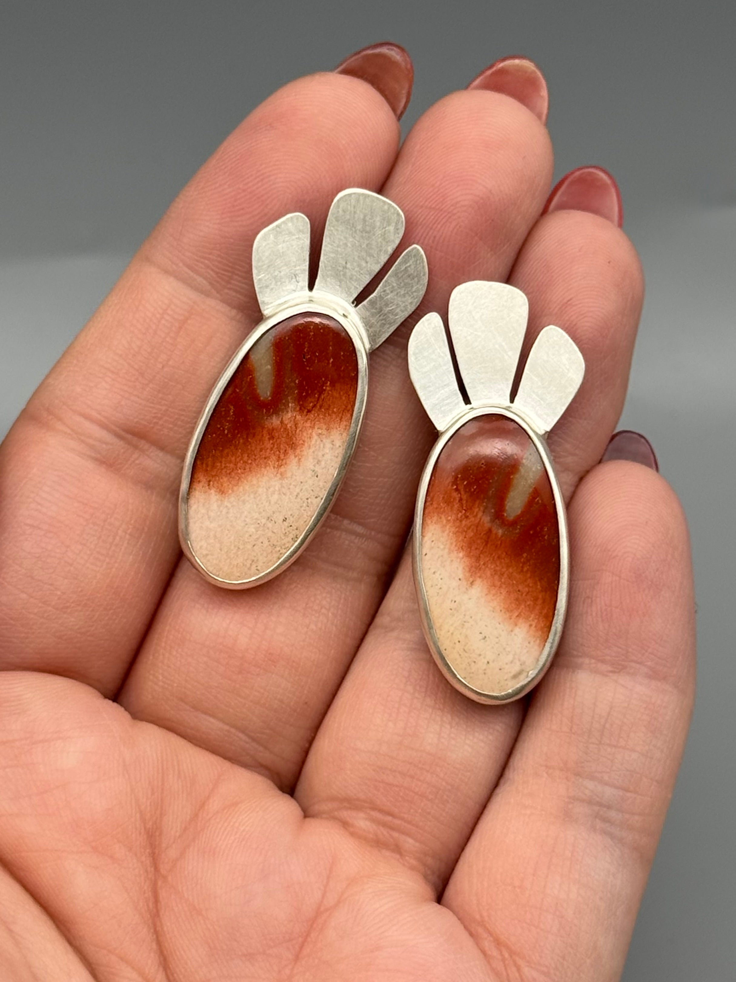 •PETALS• jasper + silver post earrings