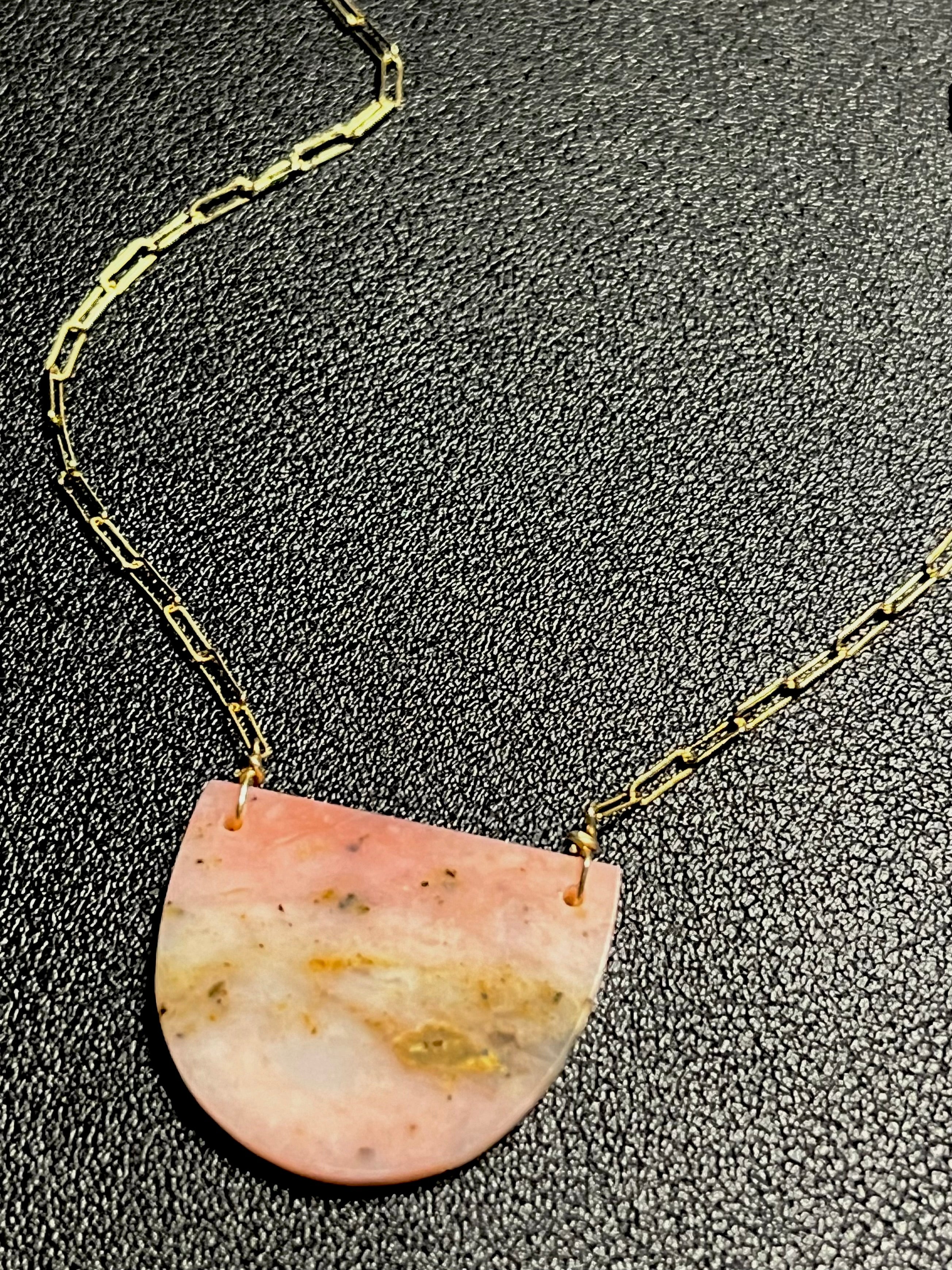 •AEON• pink opal + gold necklace (16"-18")