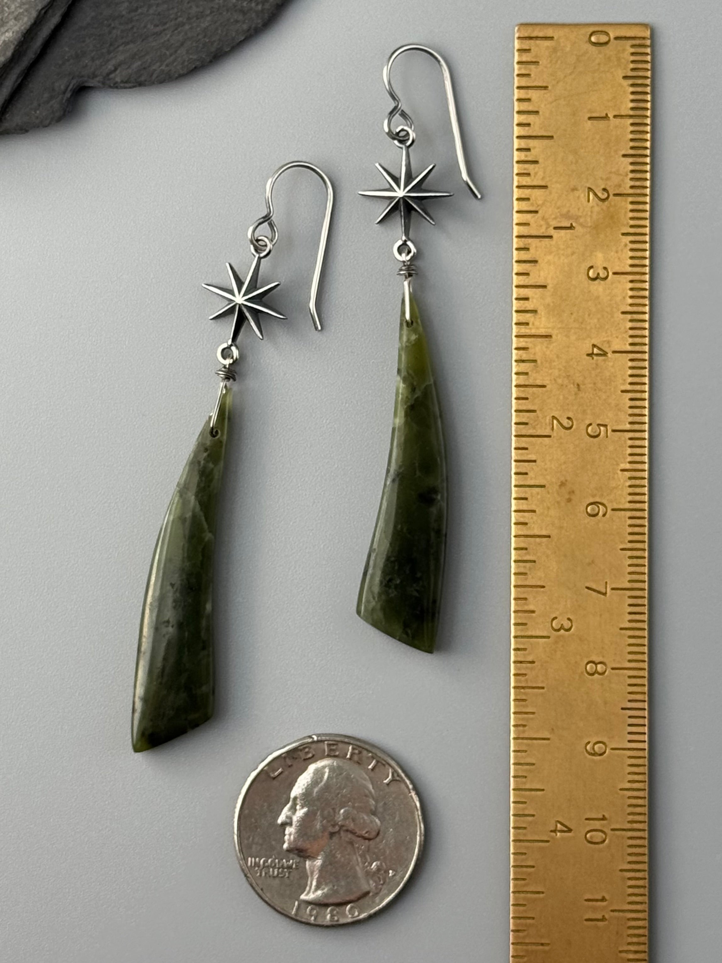 •STAR GAZE• chinese jade + silver earrings
