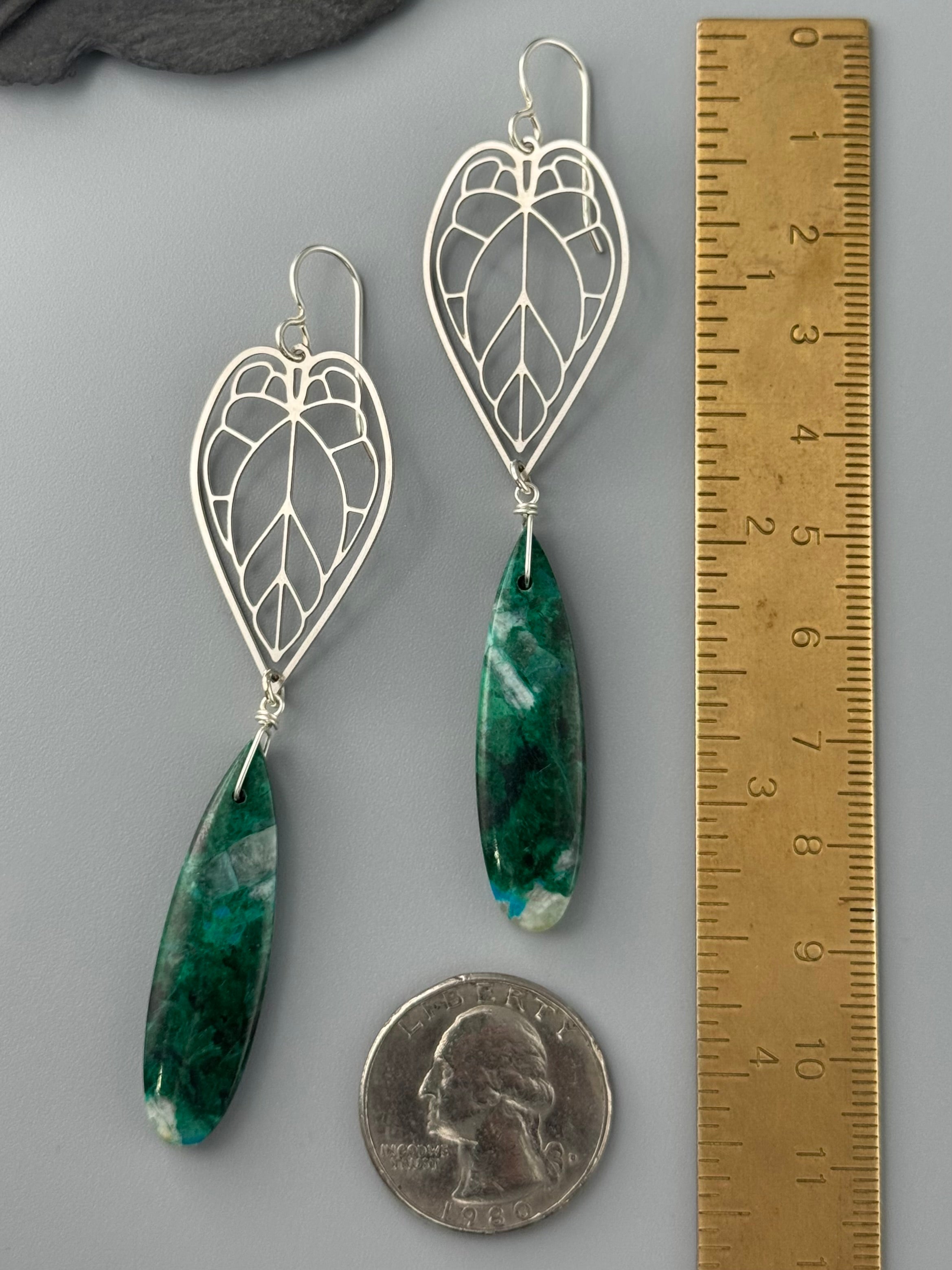 •PHILO• malachite chrysocolla + silver earrings