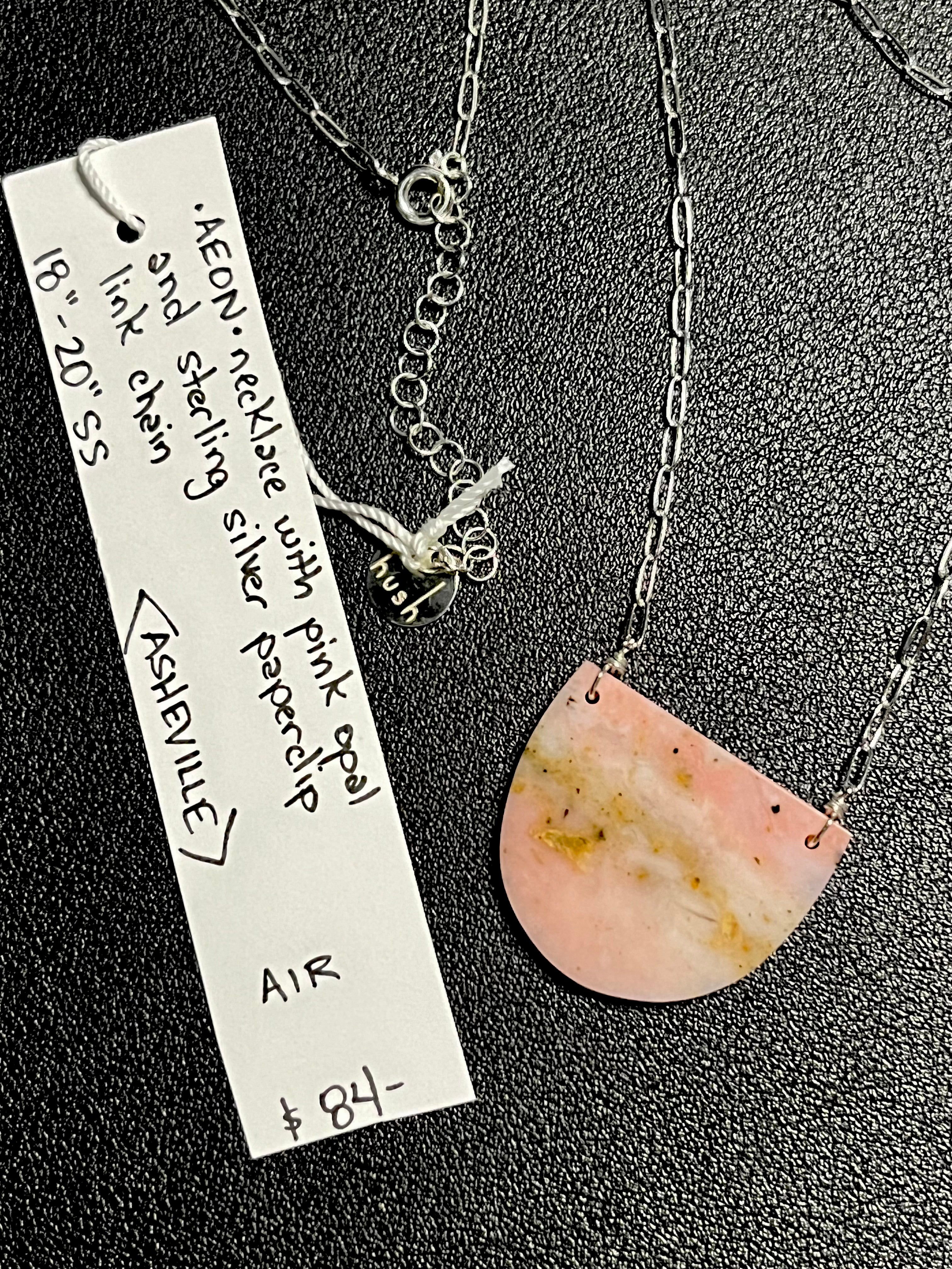 •AEON• pink opal + silver necklace (18"-20")