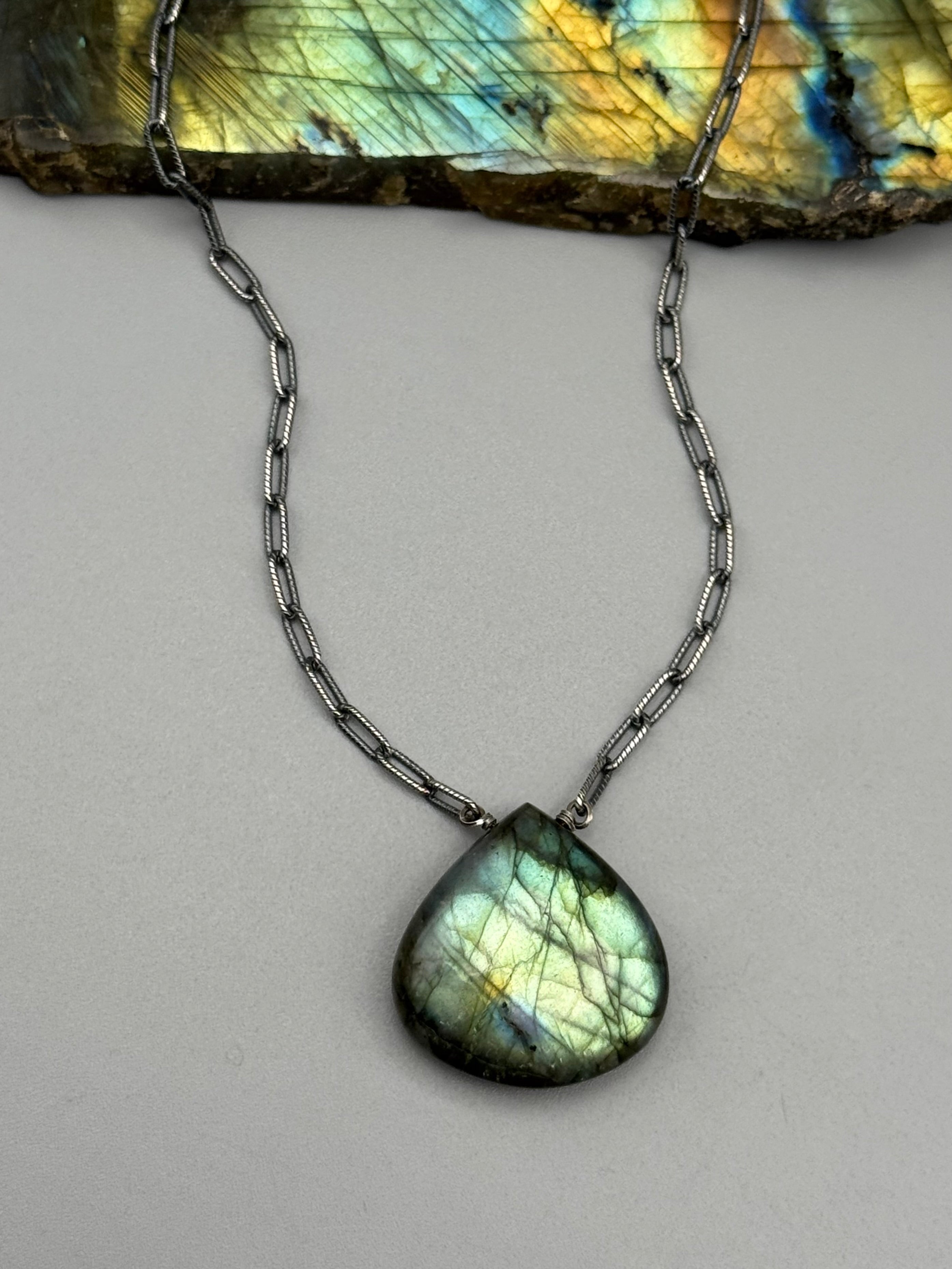 •AEON• labradorite + oxidized silver necklace (18"-20" long)