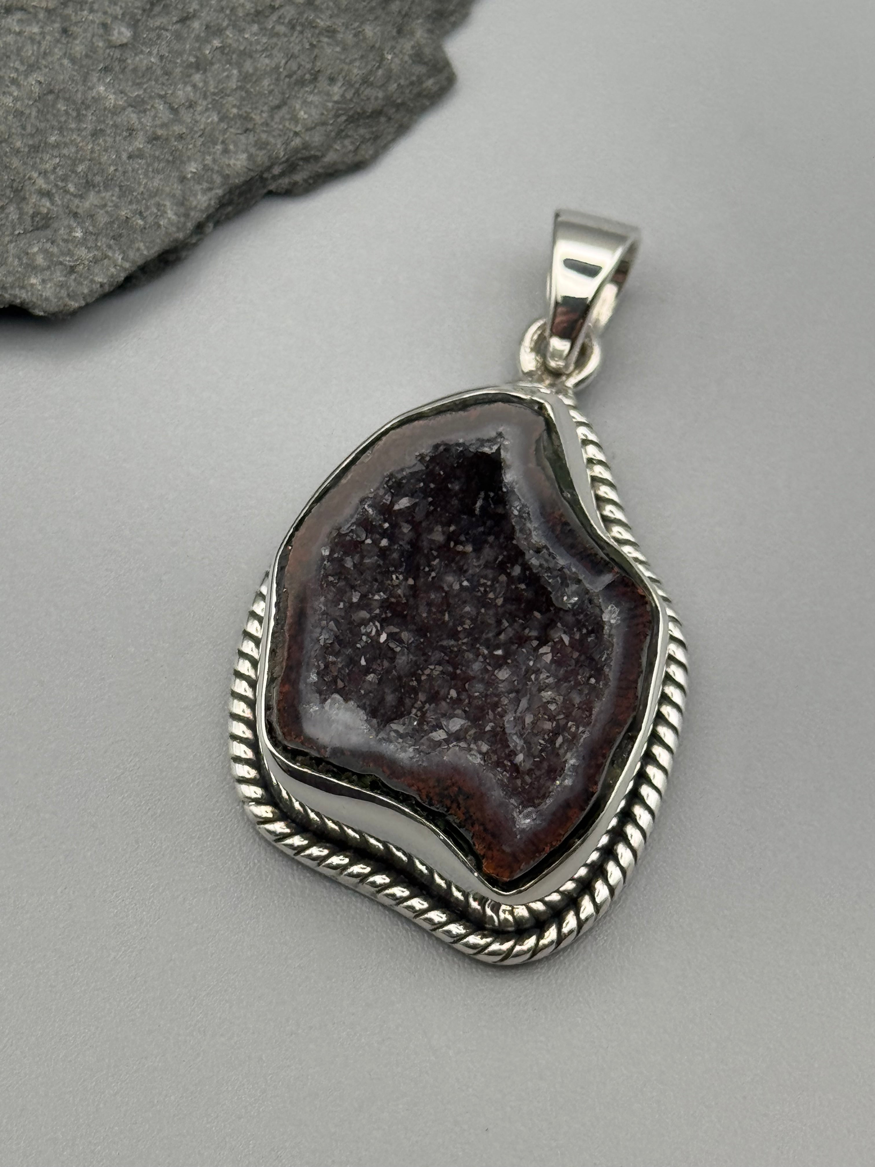 •COCONUT DRUZY - TWINE• sterling silver pendant