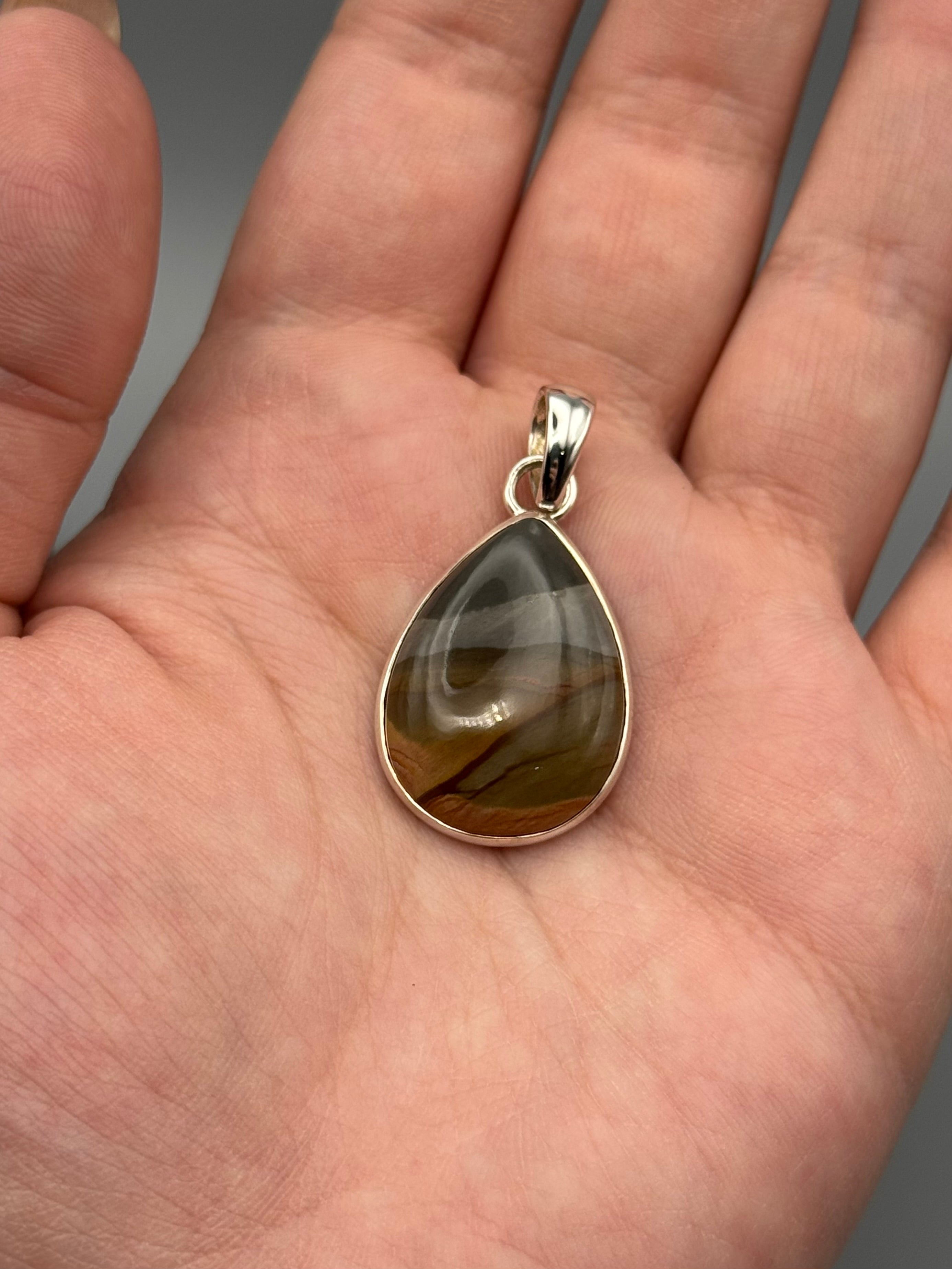 •POLYCHROME JASPER - TEAR• sterling silver pendant