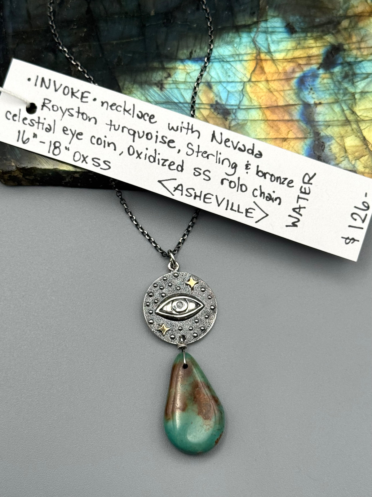 •INVOKE• turquoise + silver necklace (16"-18" long)