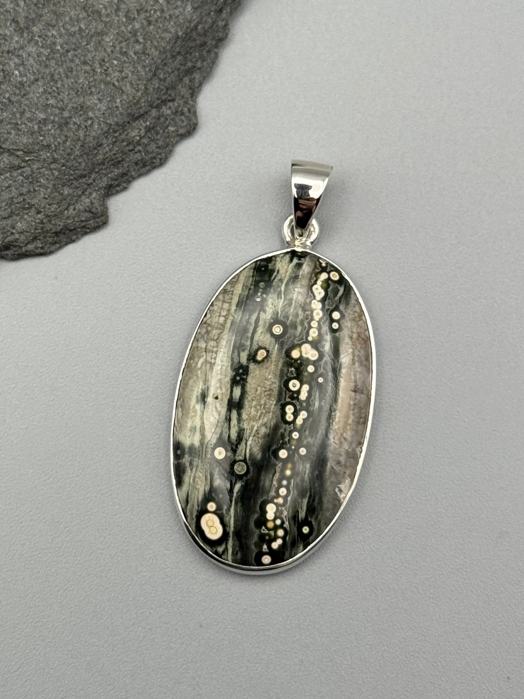 •OCEAN JASPER - OVAL• sterling silver pendant