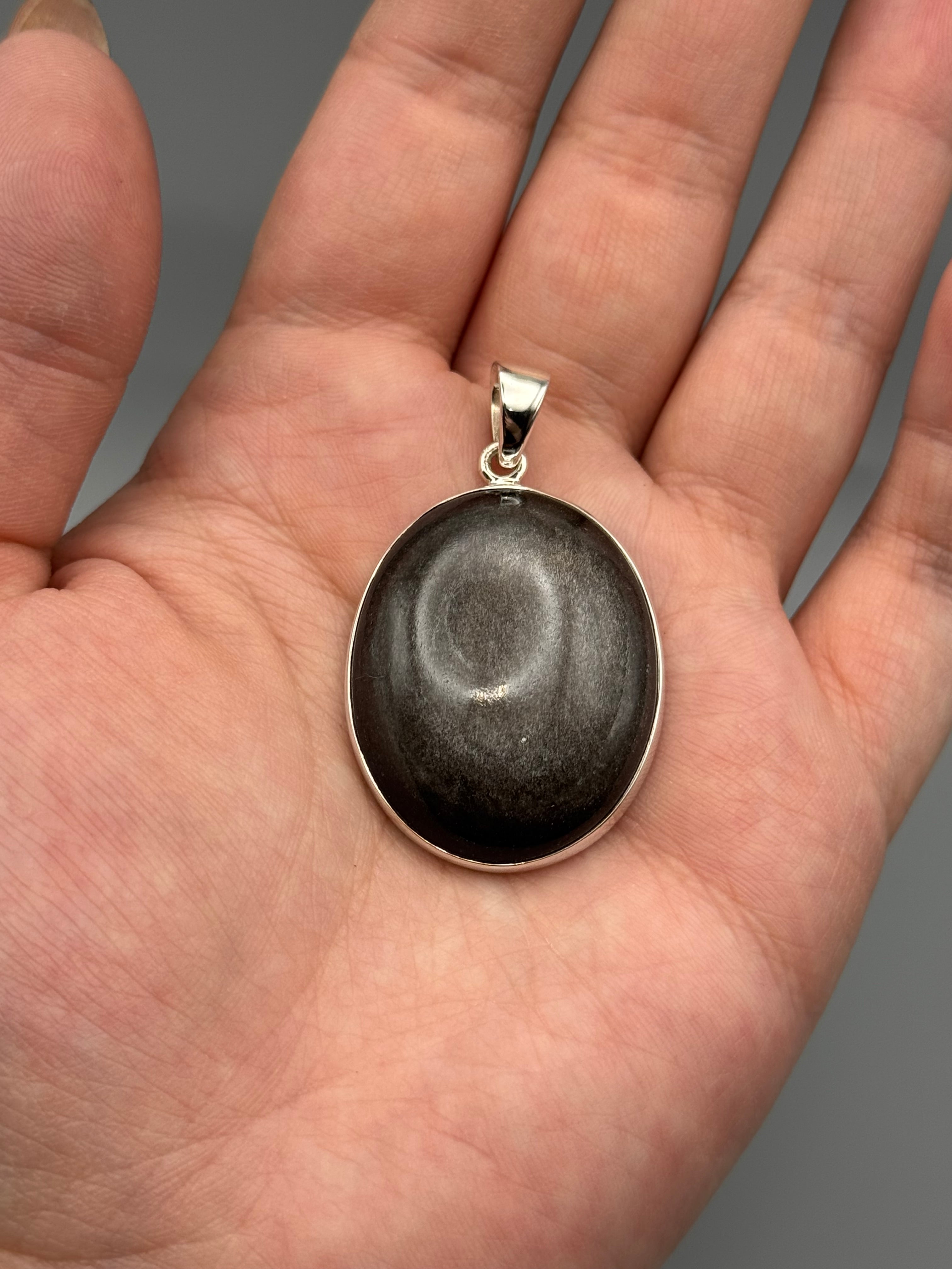 •GOLD SHEEN OBSIDIAN - OVAL• sterling silver pendant