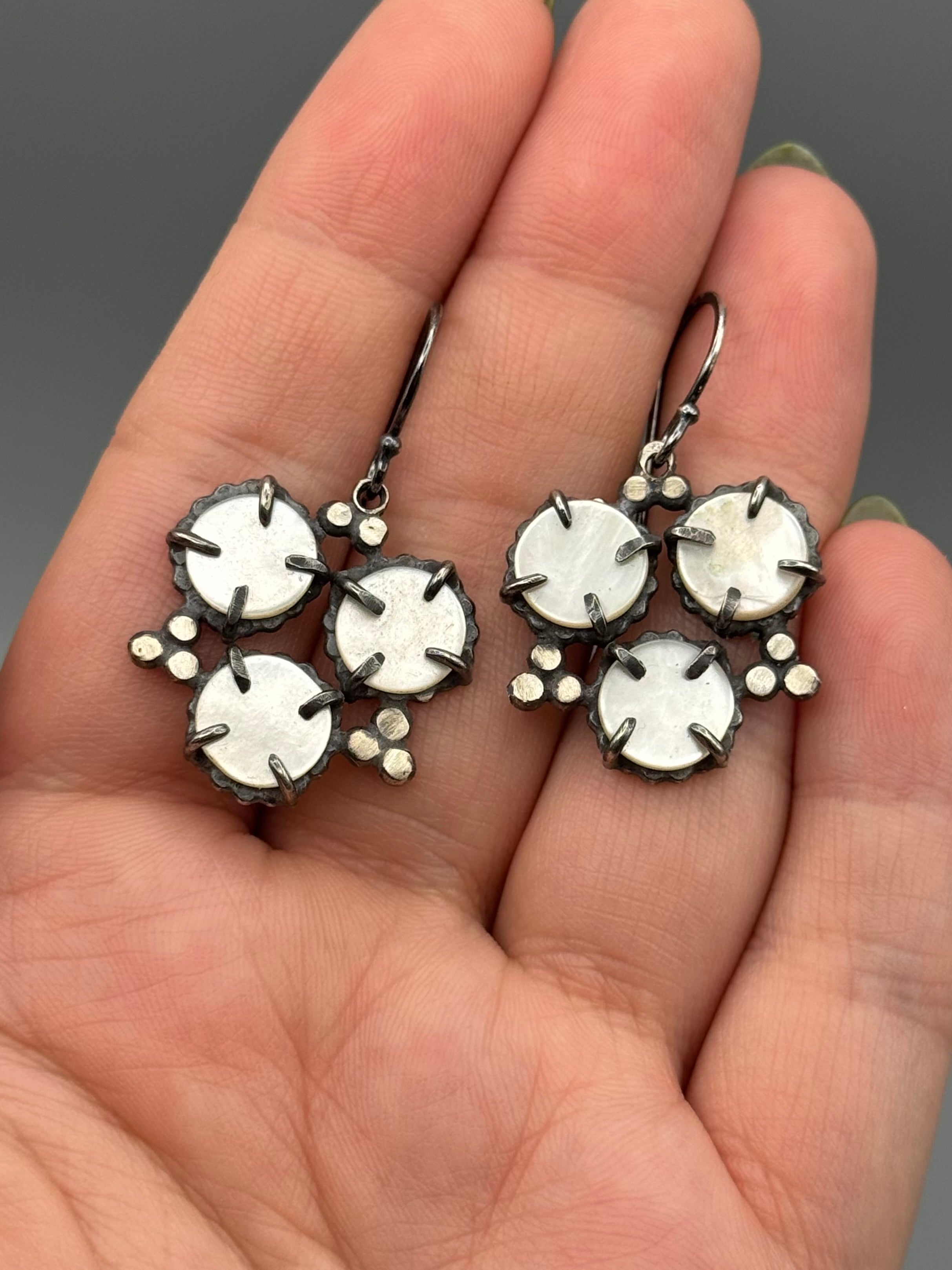 •STARLIGHT• mother of pearl + silver dangle earrings