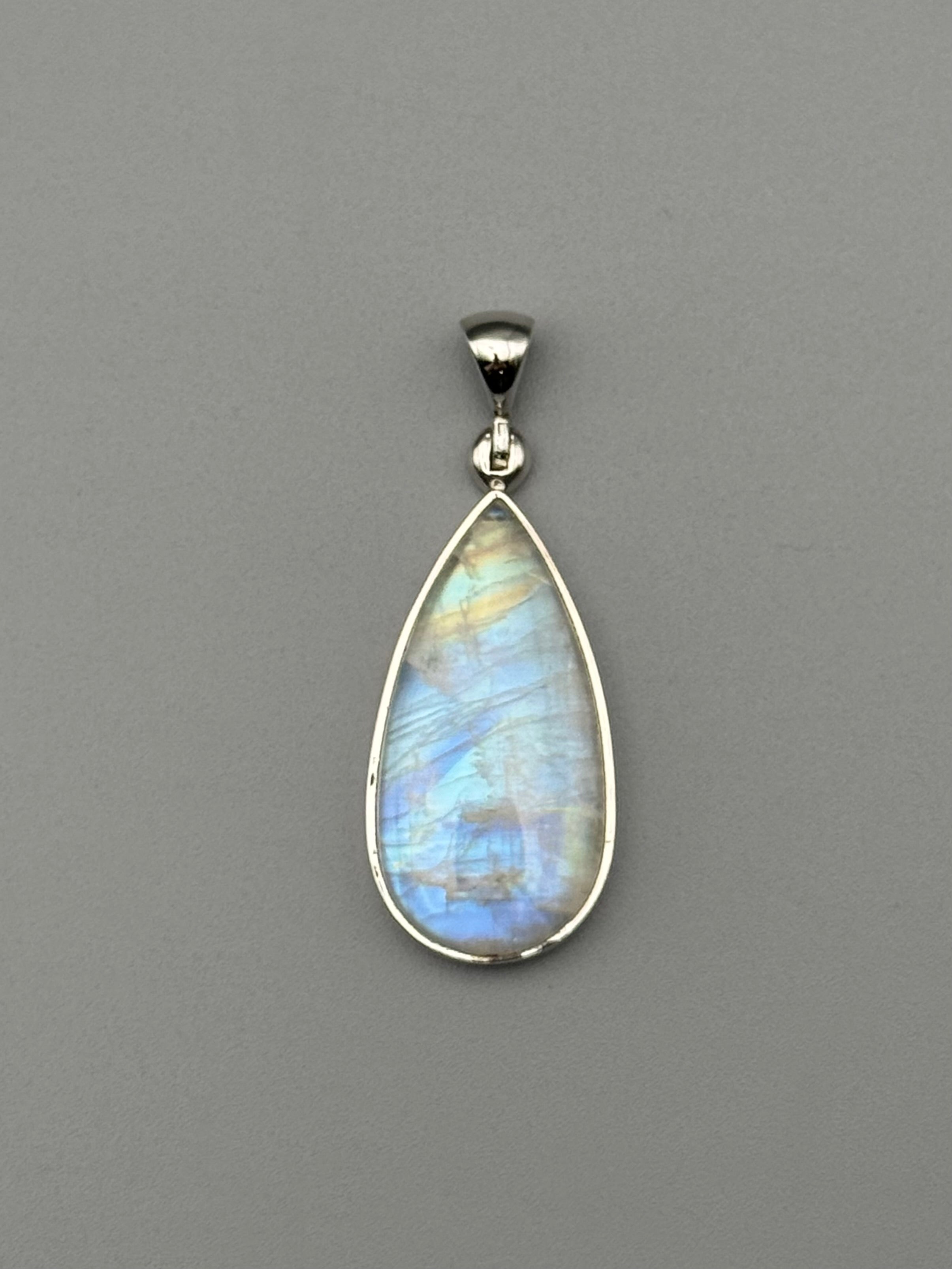 •RAINBOW MOONSTONE - SIMPLE TEARDROP• sterling silver pendant