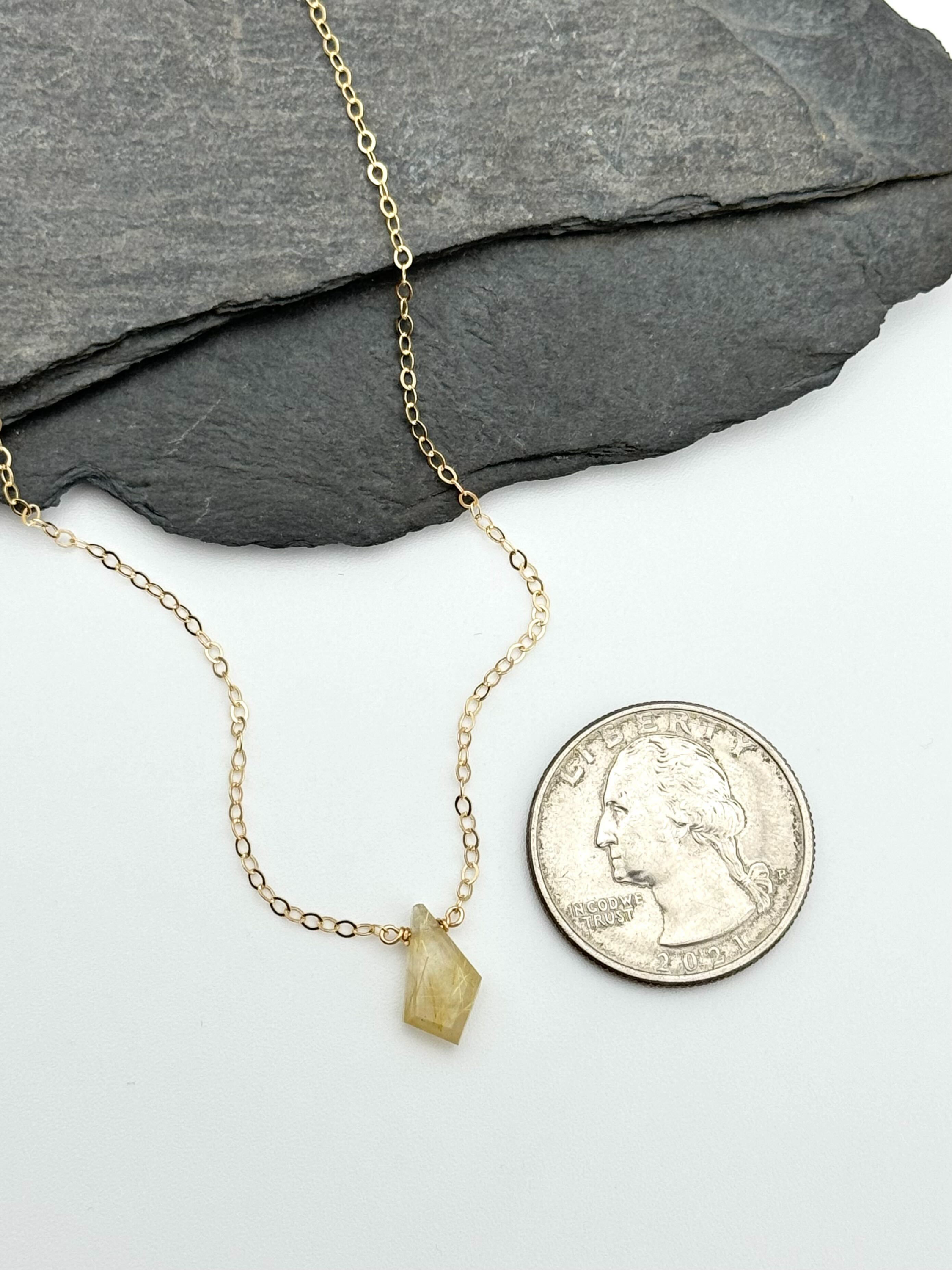 •STRAY• flat faceted rutilated quartz geo + gold necklace (various lengths)