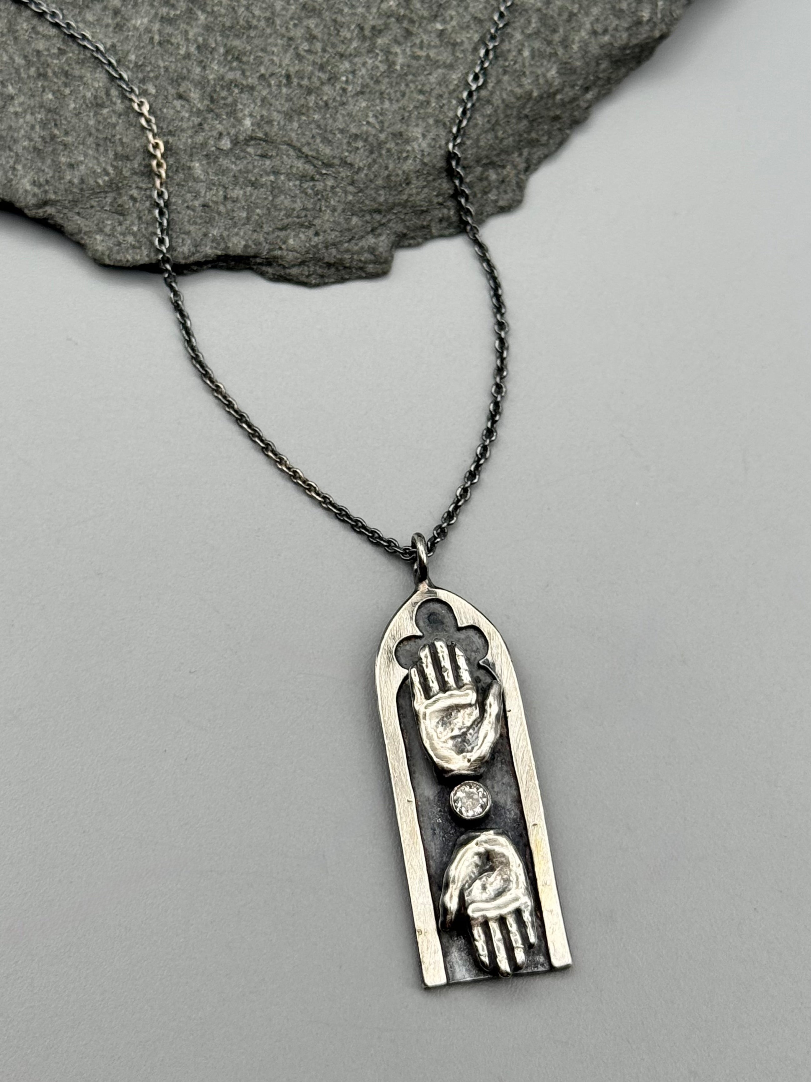 •OUTREACH• white topaz + silver necklace (18.75" long)